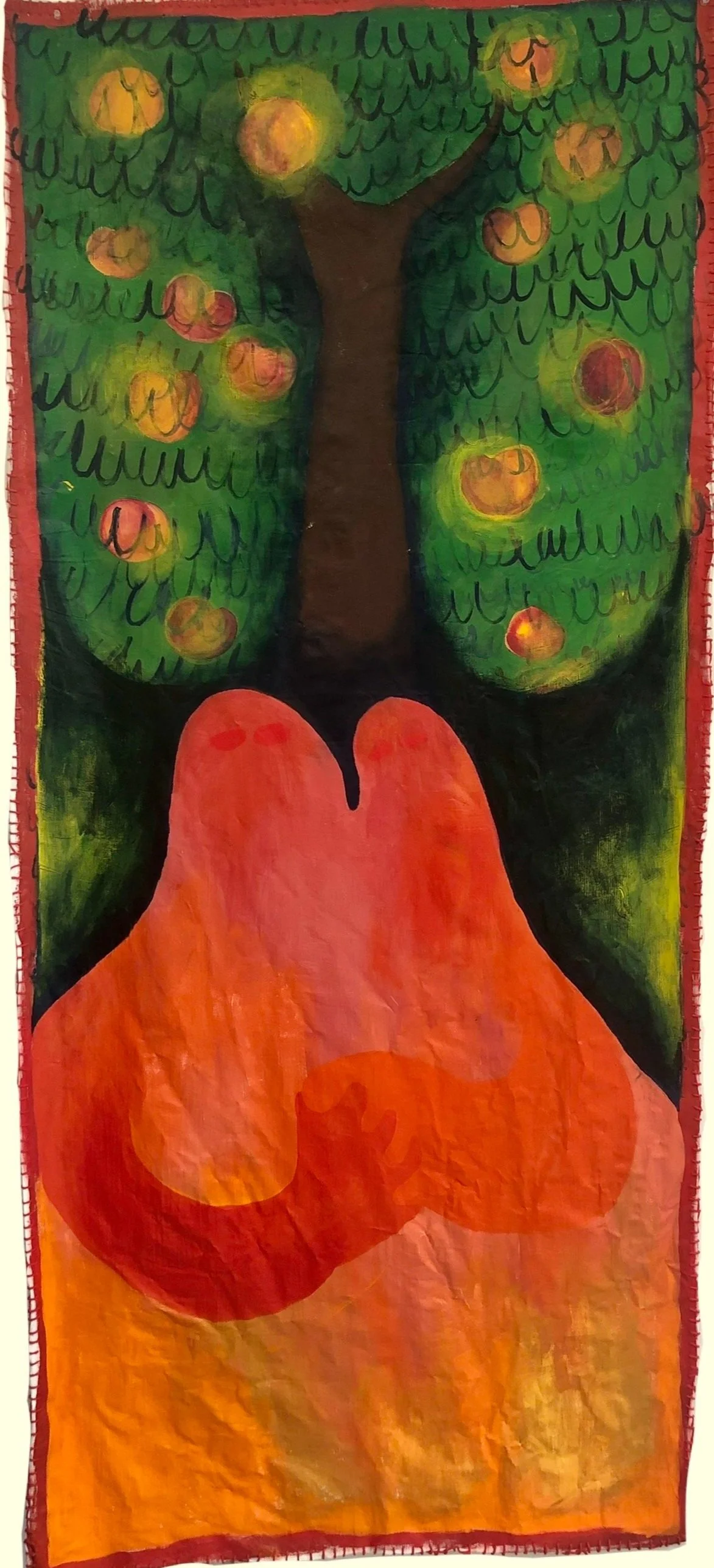 Cooperation, 4' x 5.25', acrylic and oil stick on fabric