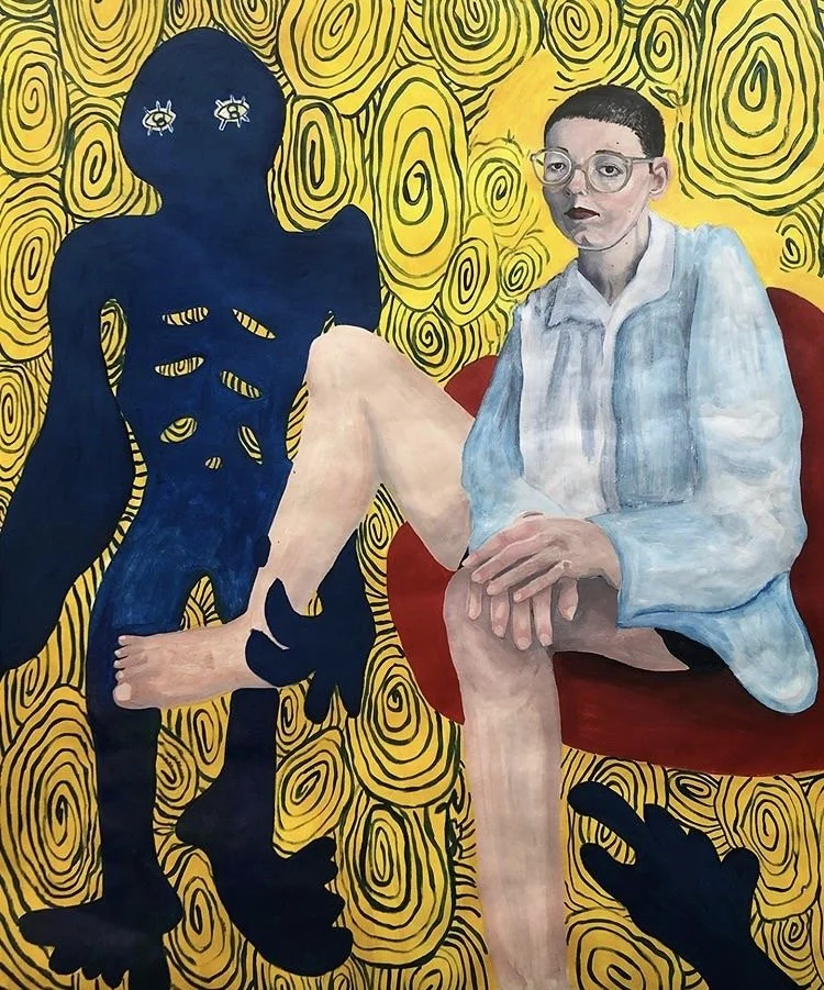 Self Portrait Past and Future, 4' x 4.5', acrylic on Tyvek