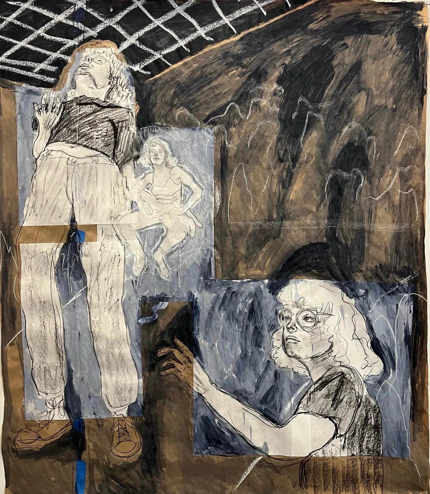 I've Got a Thing for the Frontman, 5' x 5', acrylic, charcoal and oil stick on paper