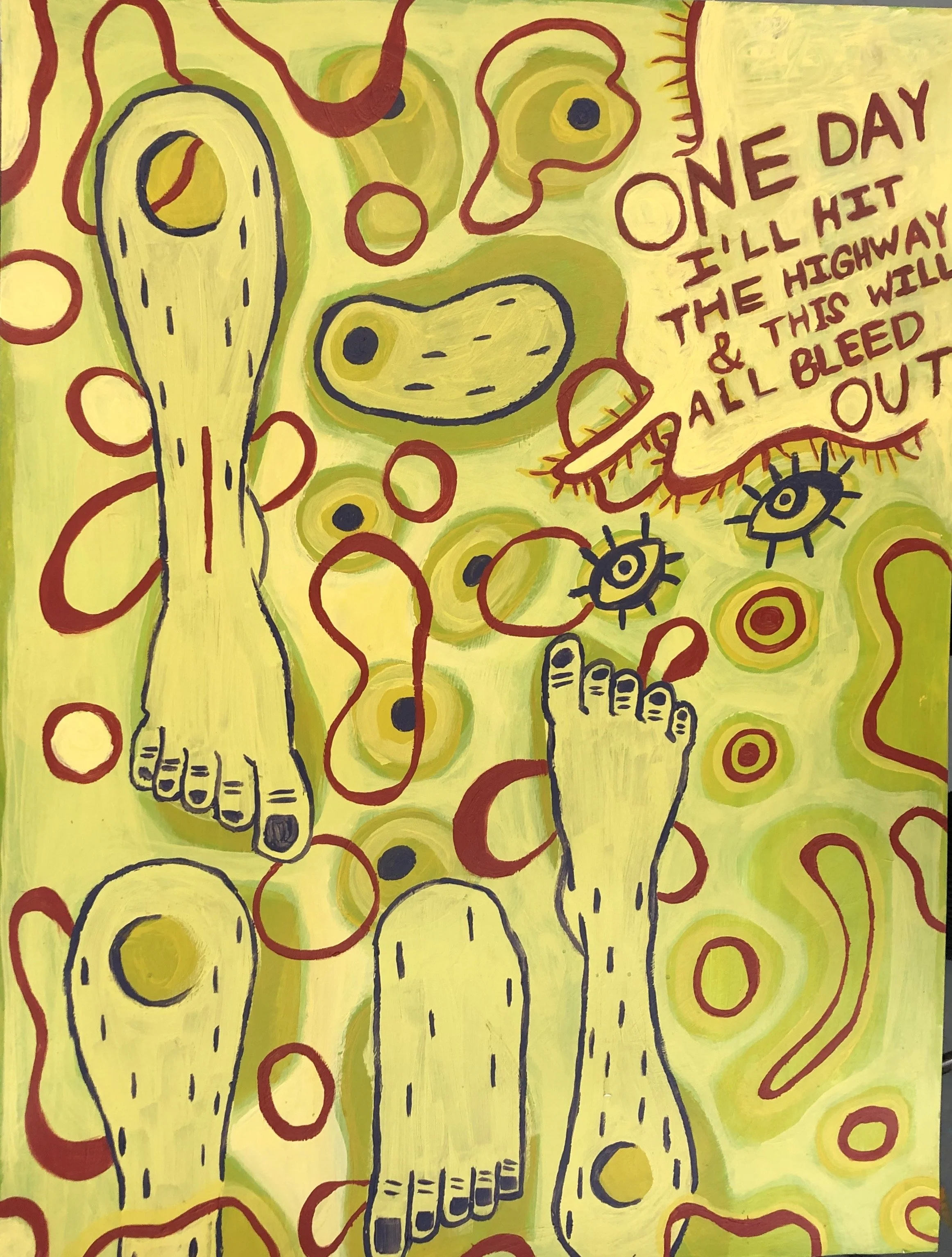 Someday I'll Hit the Highway, 18" x 24", acrylic on paper