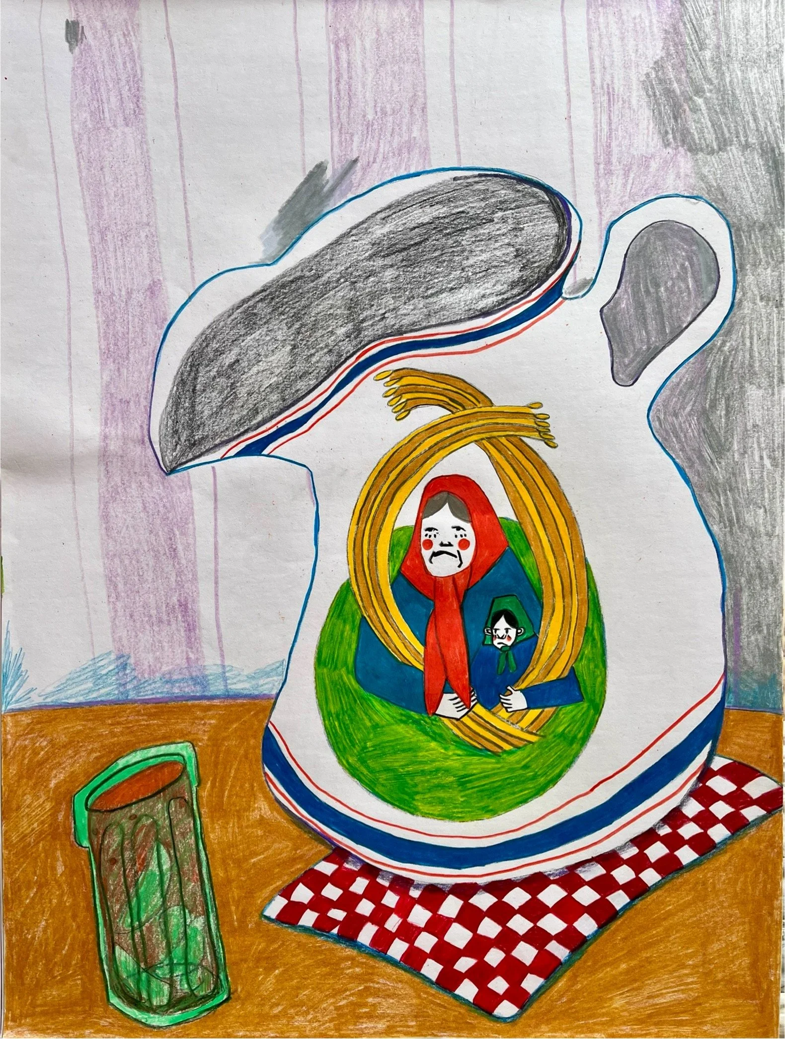 Iced Tea Pitcher, 18" x 24", colored pencil on paper