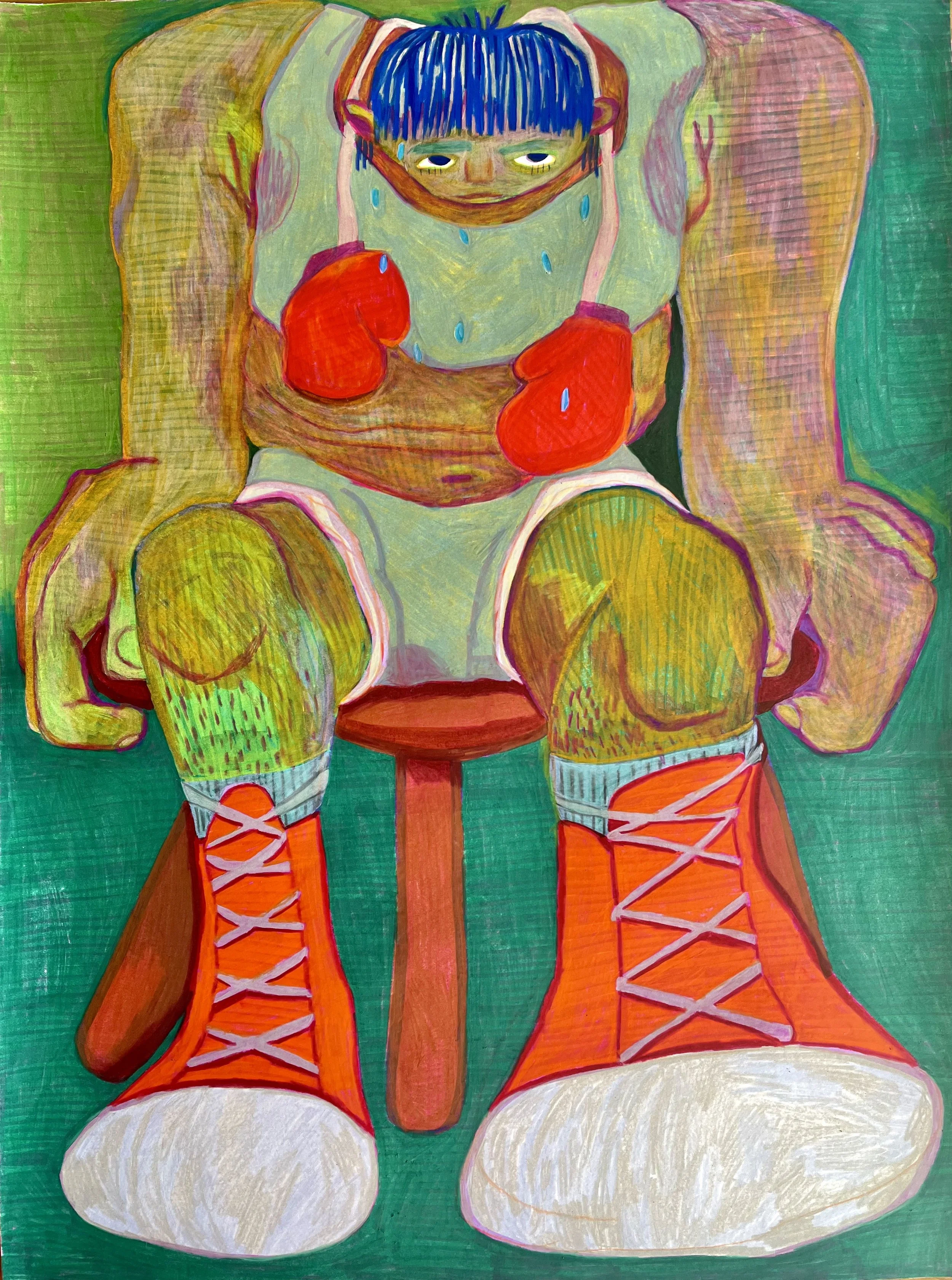 Athlete III, 18" x 24", colored pencil and ink on paper,