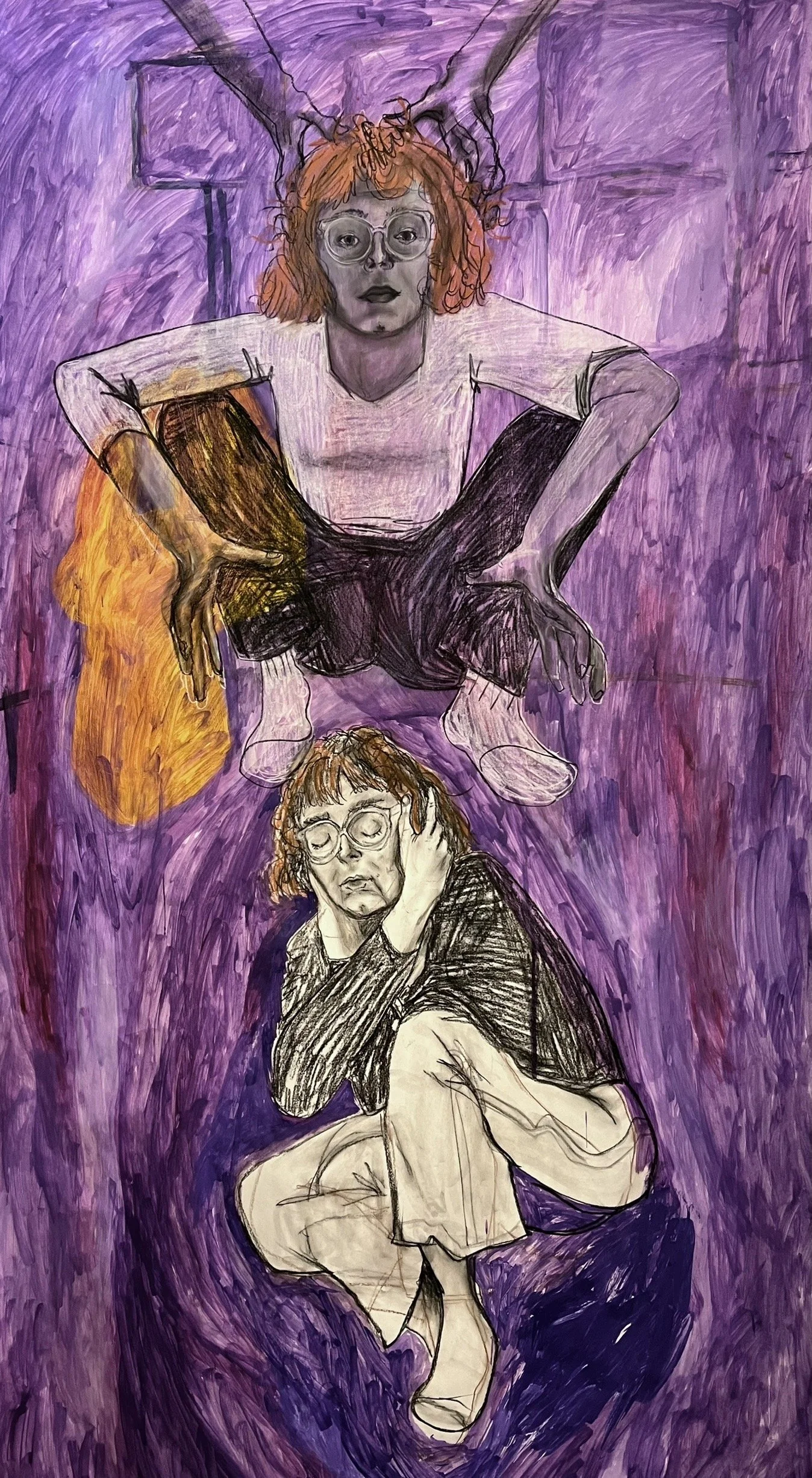 Hand in Hand, 3.5' x 5.5', acrylic and charcoal on paper