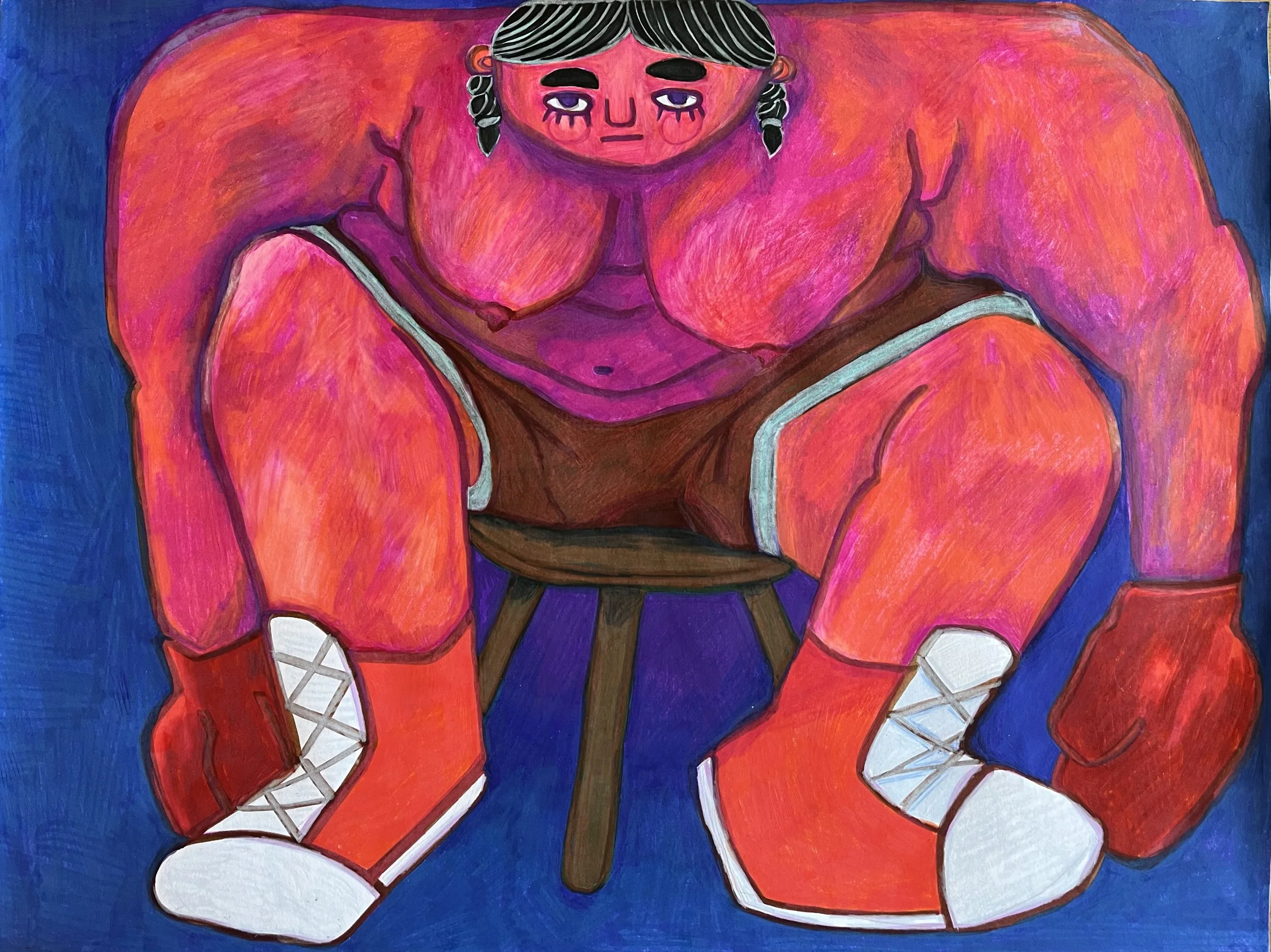 Athlete I, 24" x 18", colored pencil and ink on paper 