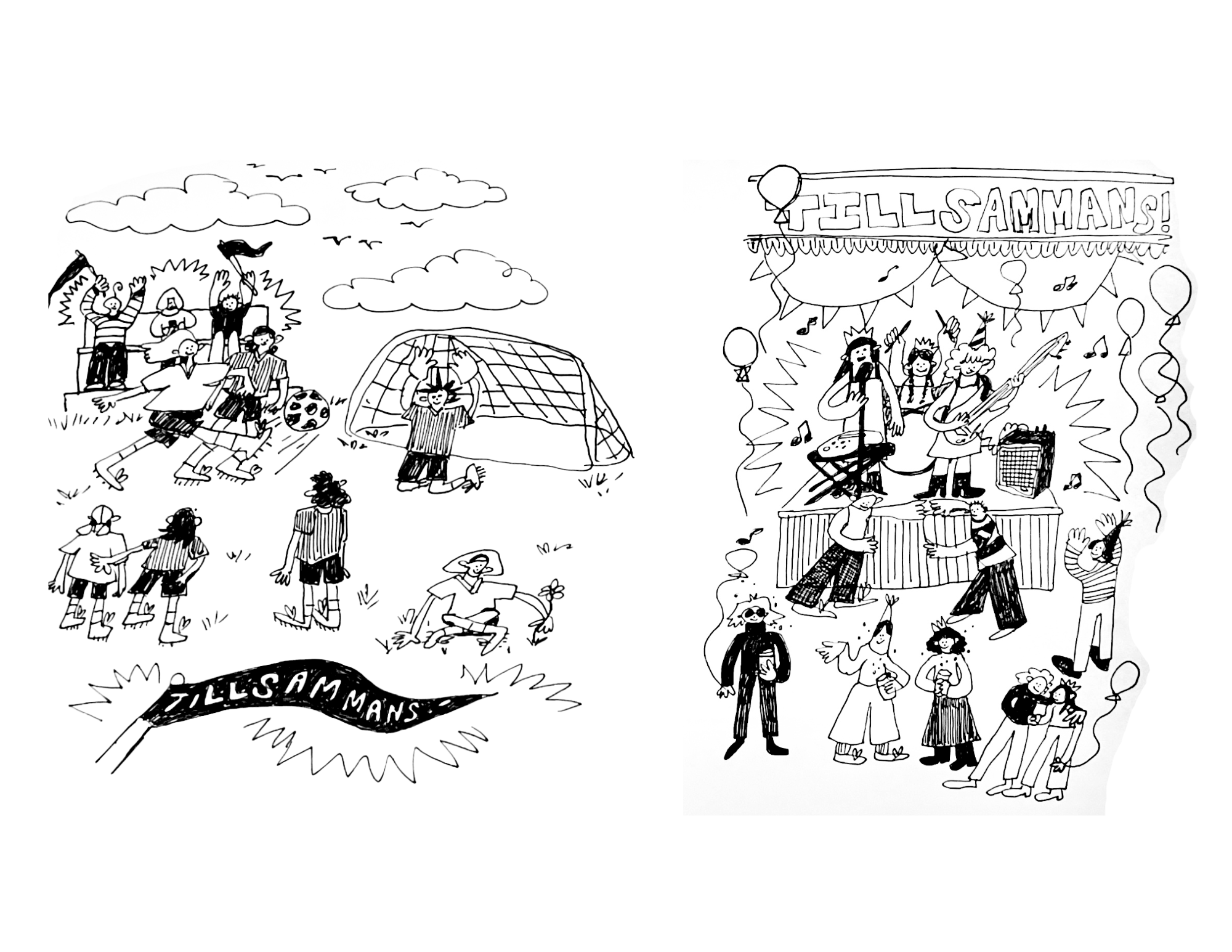 tillsammans spread detail, ink on paper