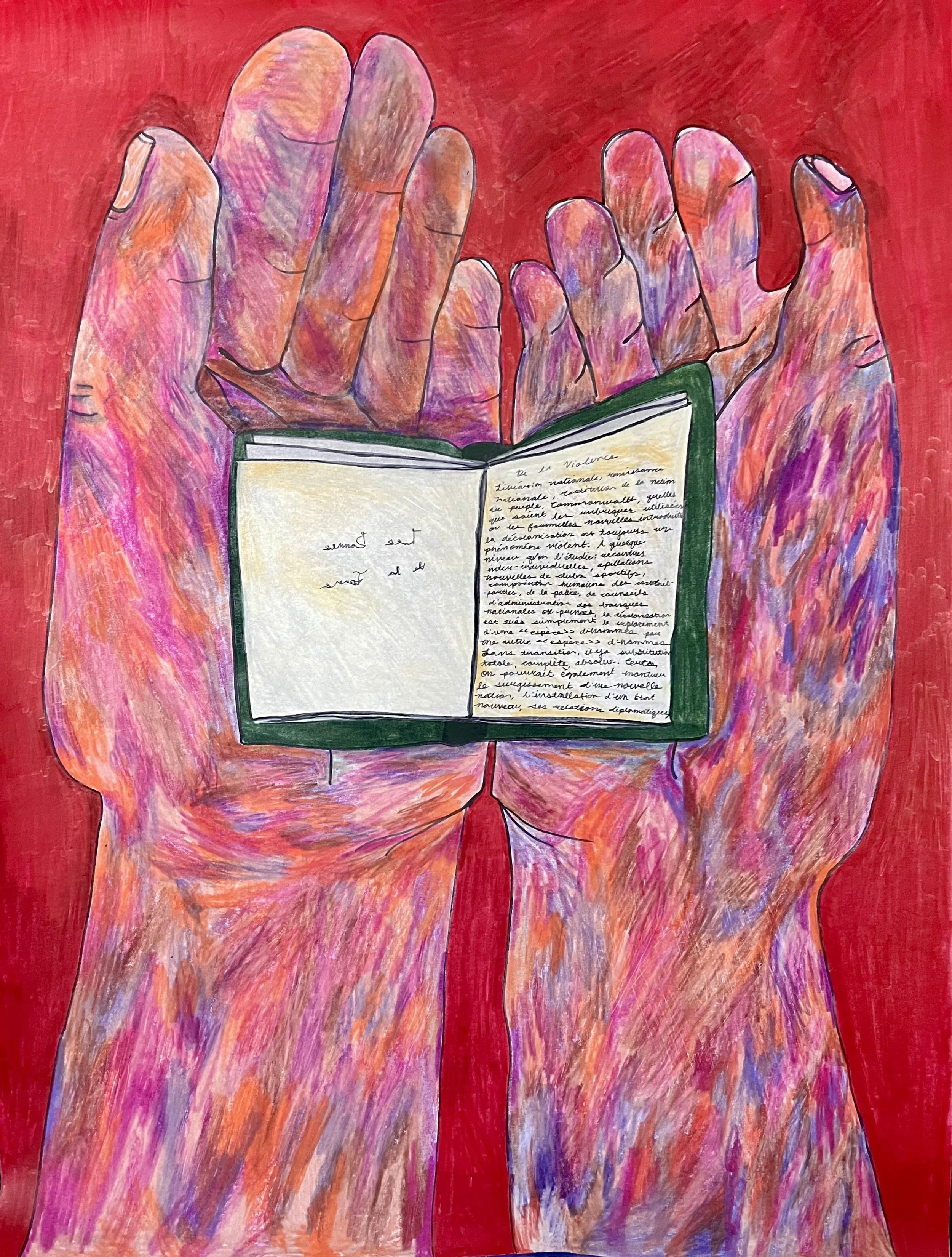 Concerning Violence, 18" x 24", colored penil and ink on paper