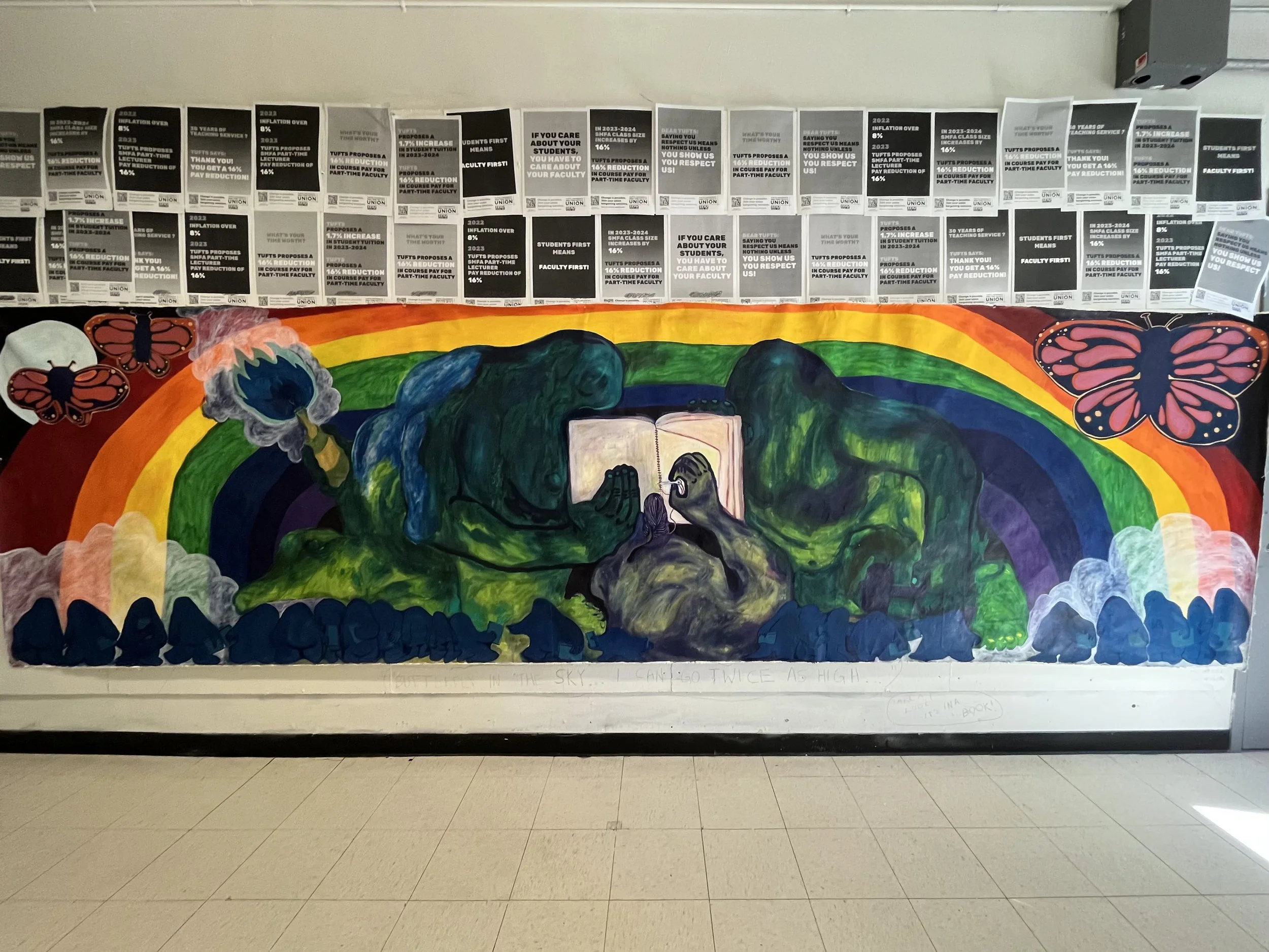 Take a Look, It's in a Book, 5' x 16', acrylic and oil stick on canvas