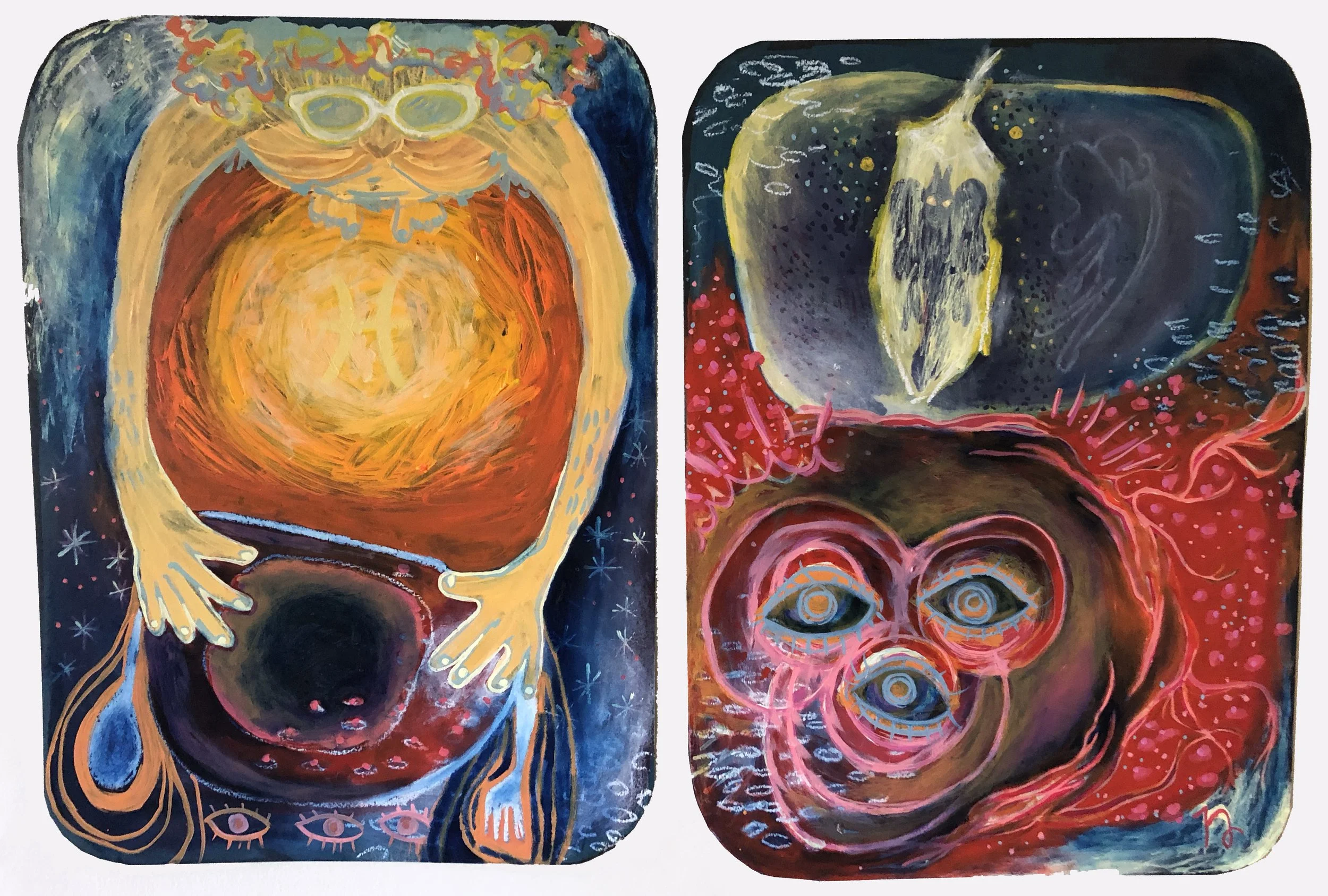 Humors, 34" x 24", acrylic and oil stick on paper