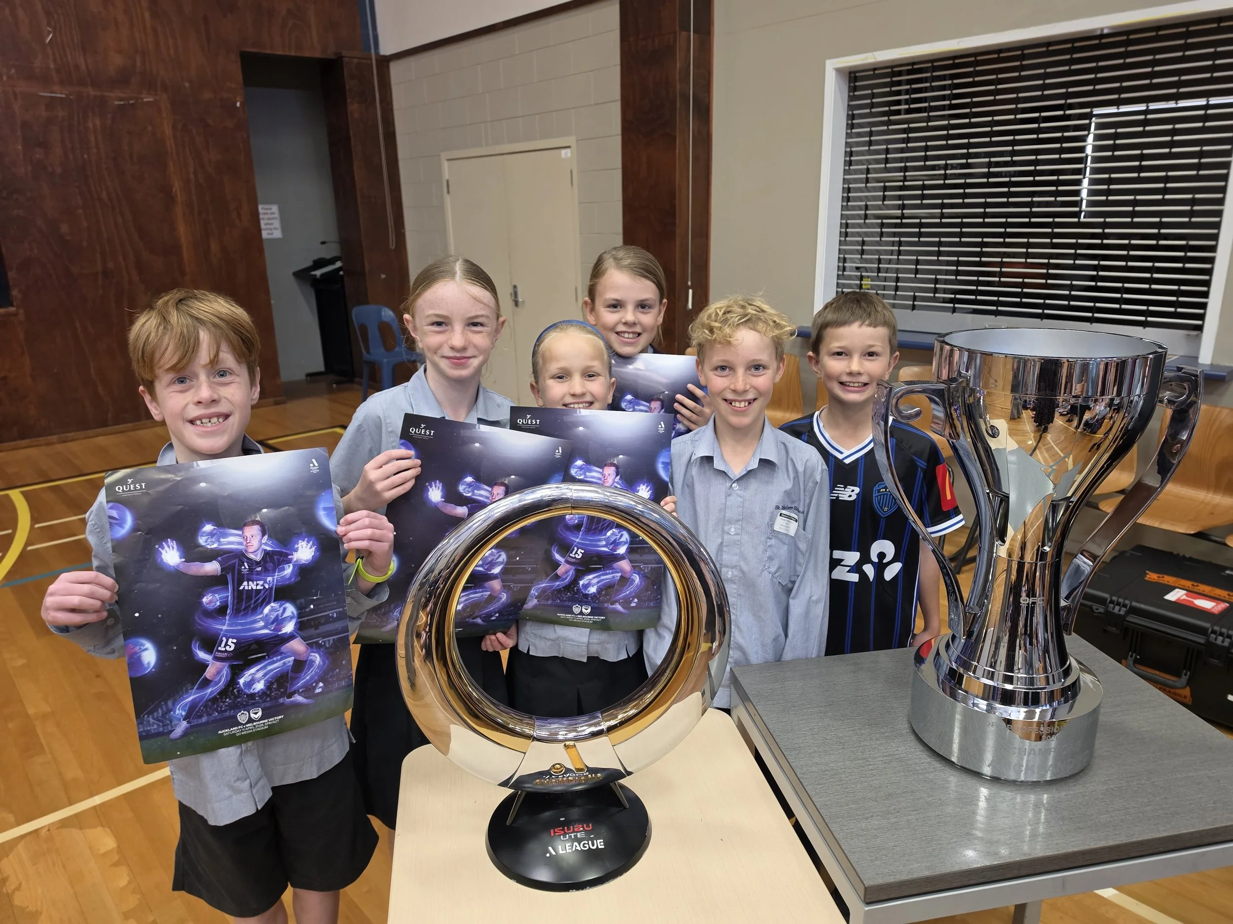 Auckland FC Fans enjoy the Oceania Cup &amp; A League Trophies up close