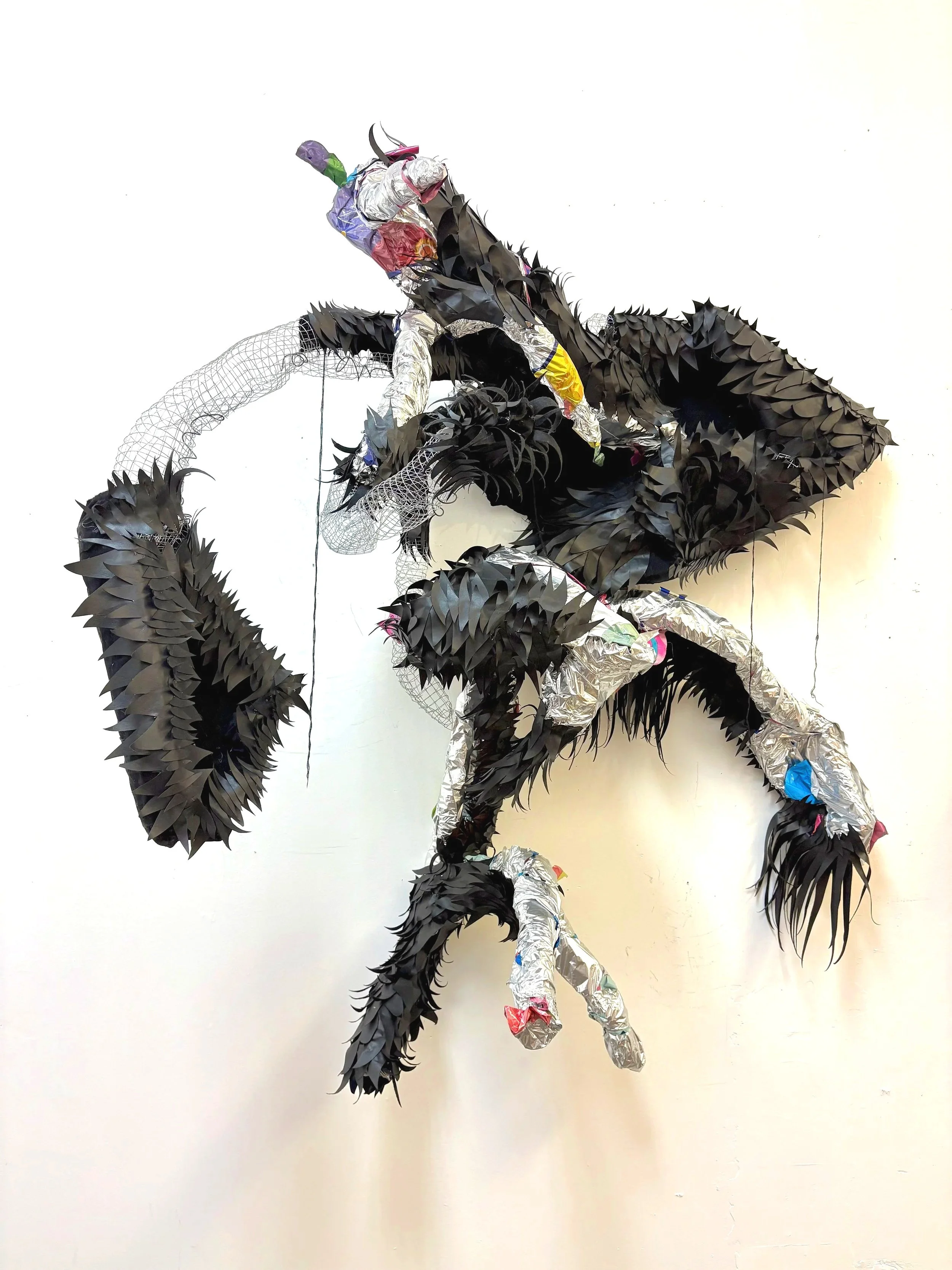 What once was there, 50x58x32 in., mylar, vinyl, wired mesh, wire, thread, fabric, 2026