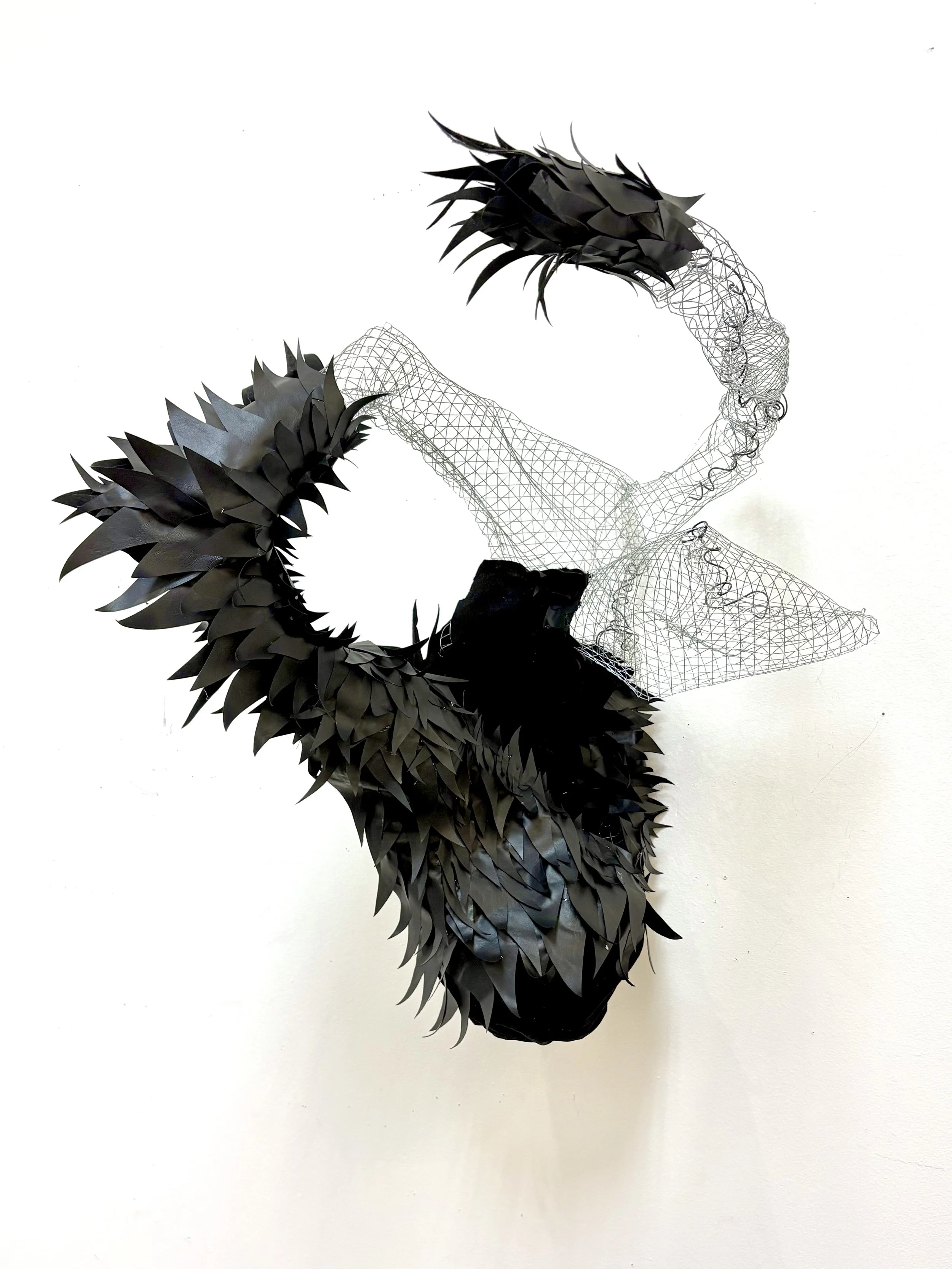 No shame in a lucid dream, 27x27x27 in., vinyl, cotton, wire, thread, 2026