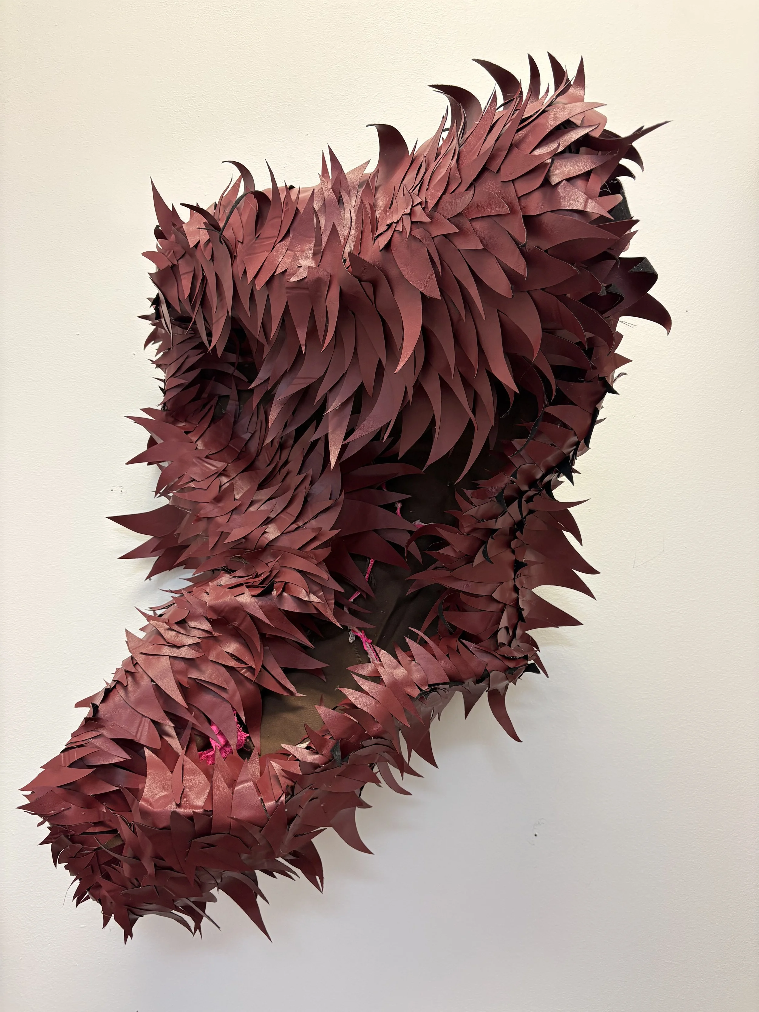 Trouble on the inside, 24x40x16 in., vinyl, cotton, linen, wire, thread, 2026