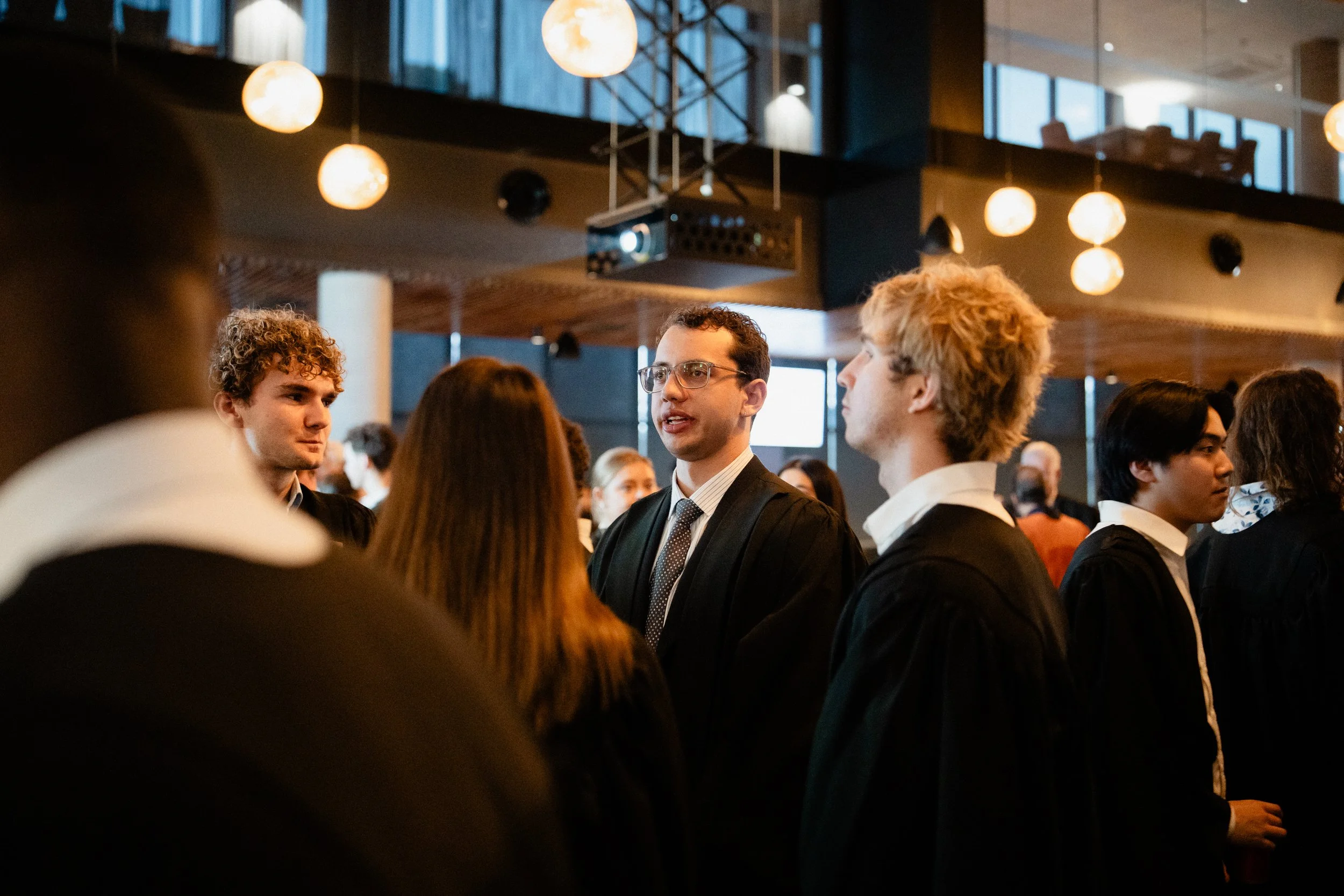 Joe Noble, Thomas Lenette and Stefan Loghin at the 2026 St Catherine’s College Scholars’ Dinner.