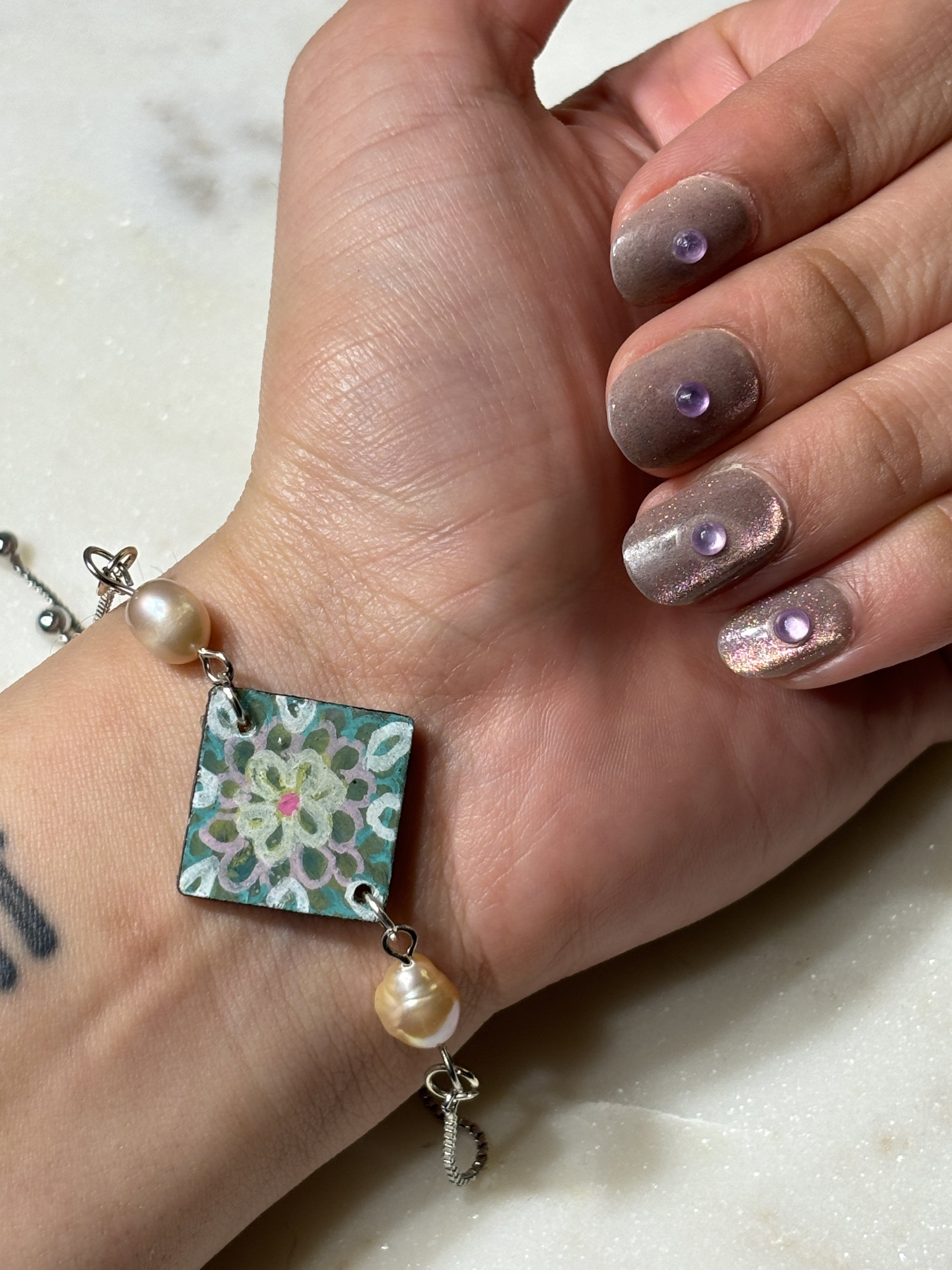 Blue Bracelet with Silver Chain