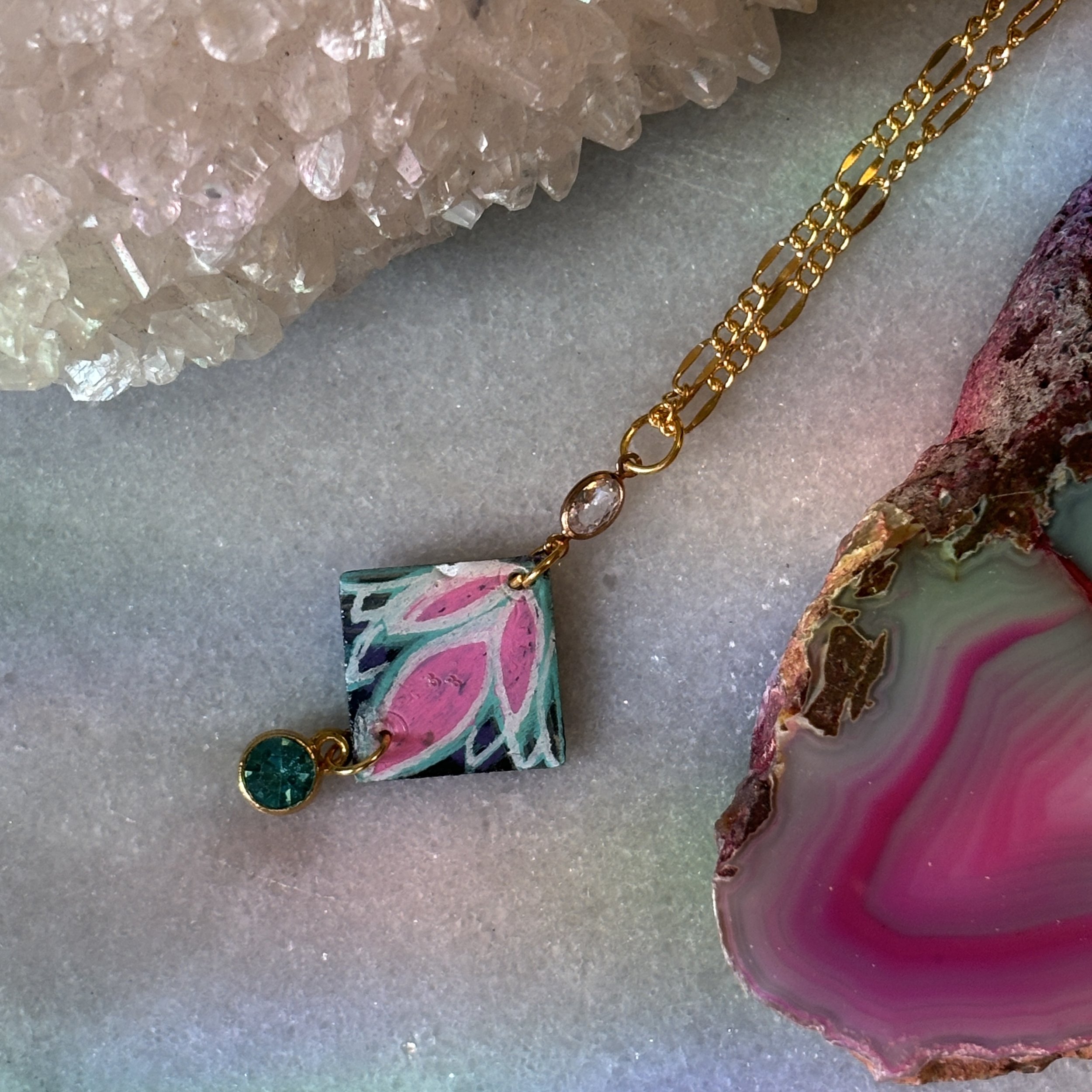 N29: Pink & Green Necklace