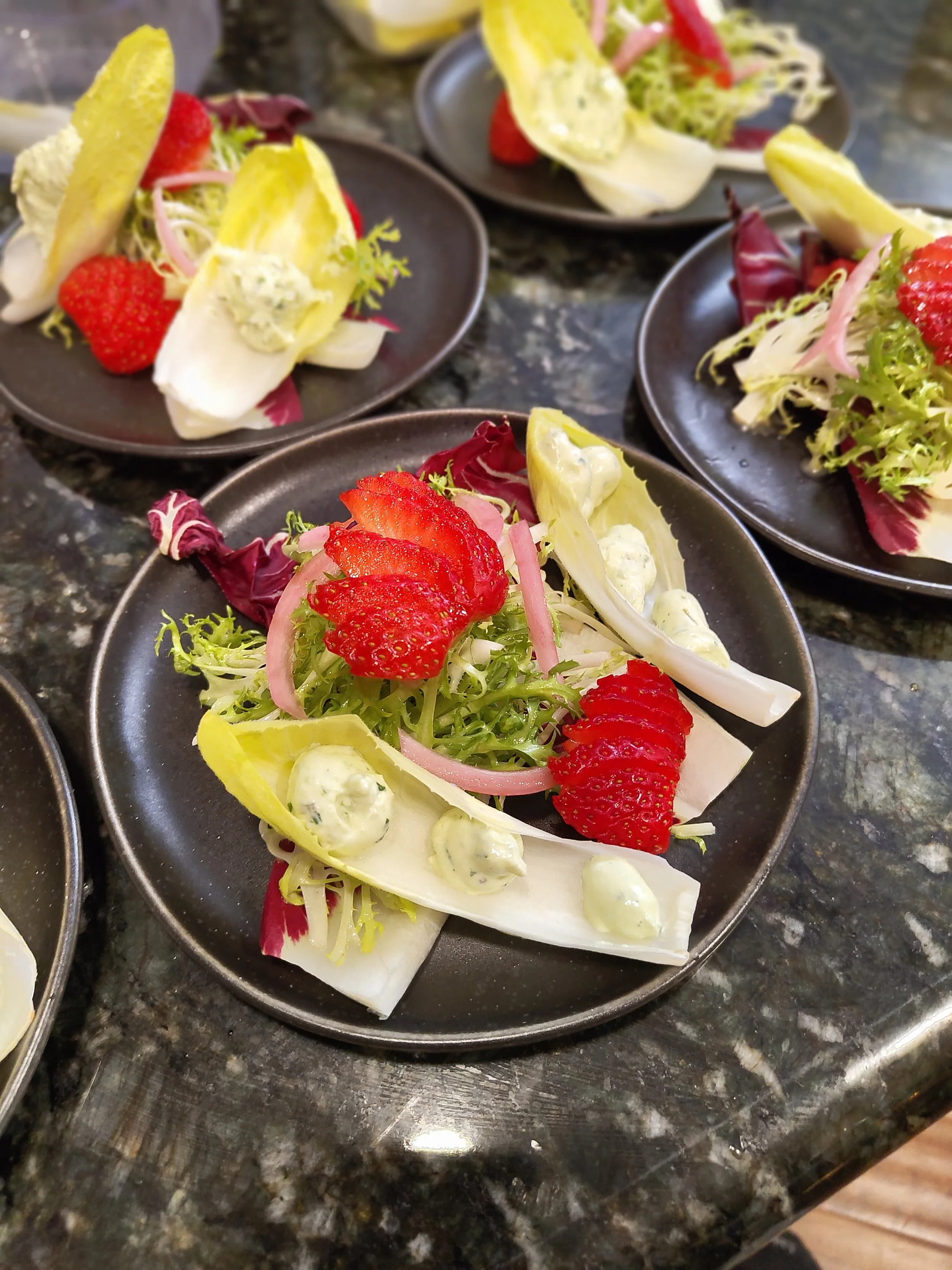 Strawberry and Goat Cheese Salad with Lychee Vinaigrette
