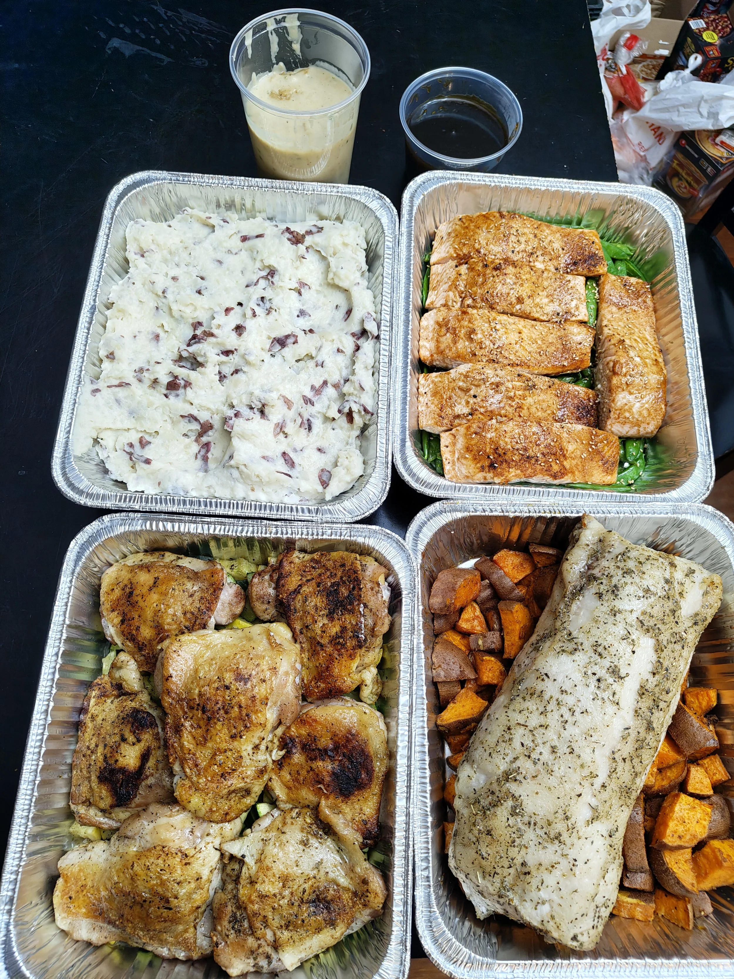 Teriyaki Salmon | Lemon Pepper Chicken | Herb Roasted Pork Loin