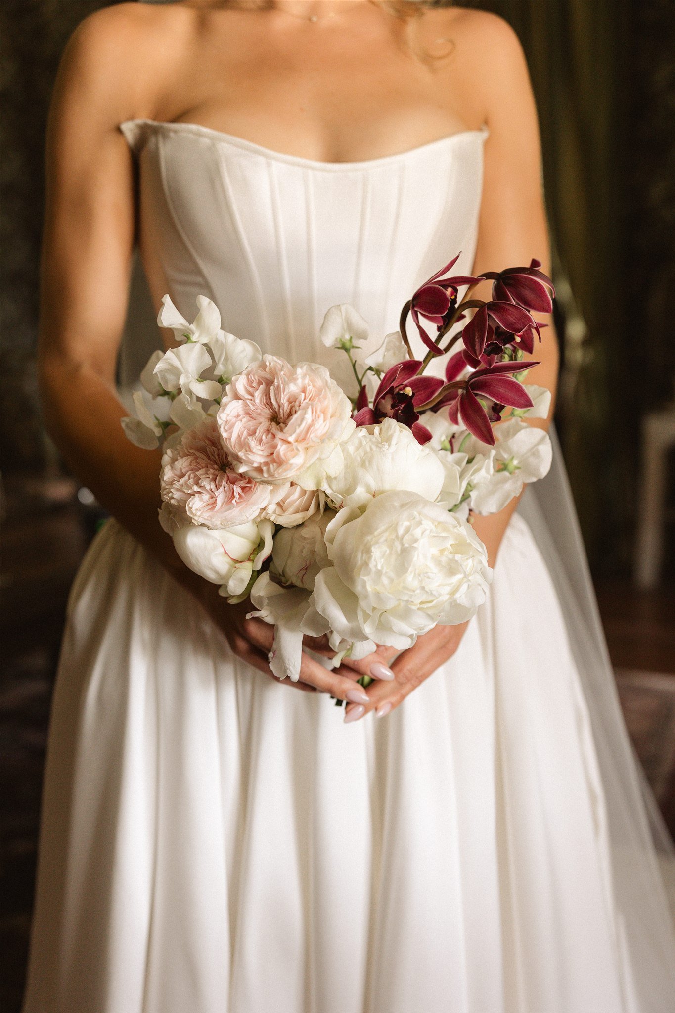 burgundy white and pink bridal bouquet