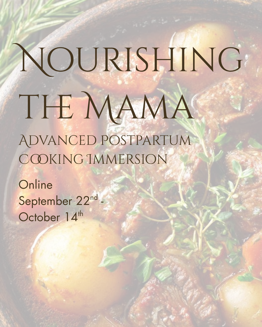 Nourishing the Mama - Advanced Postpartum Cooking Immersion