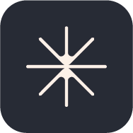 Icon of a white abstract starburst or snowflake on a dark background.