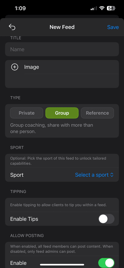 Create feed screen step 2