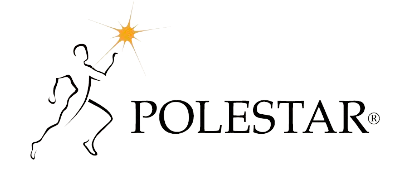 Illustration of a jumping figure holding a star, next to the word 'POLESTAR' in black text.