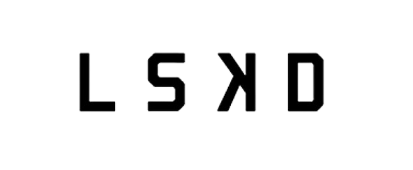 Letters spelling out 'LSKD' in white on a black background, arranged in a mirrored or inverted manner.