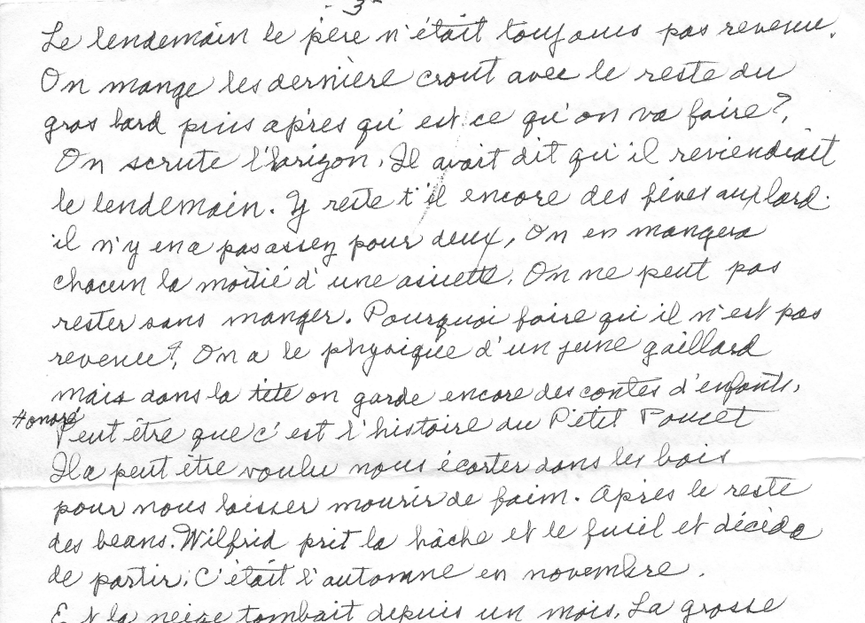 extrait d'une lettre manuscrite