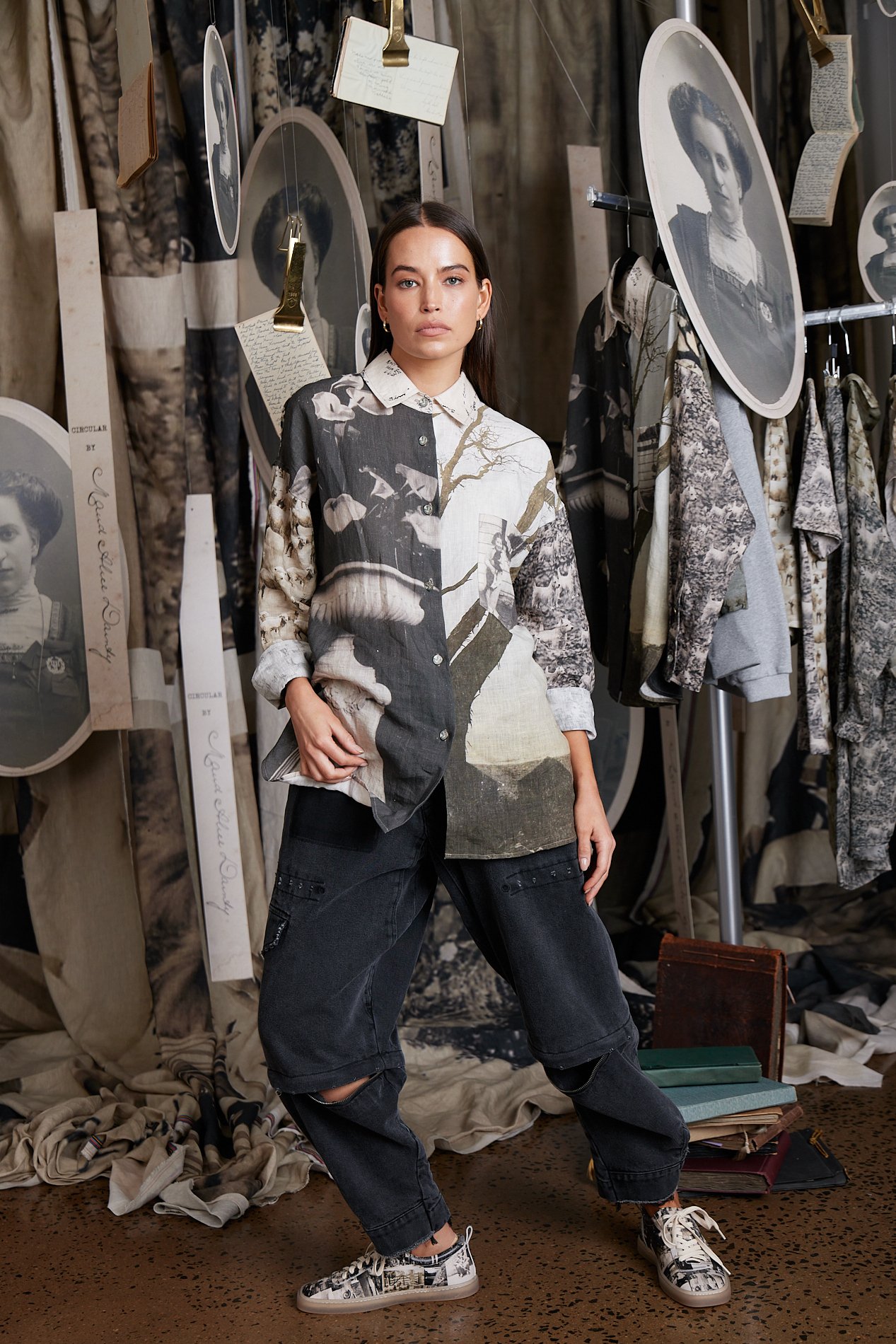 CIR0021 WEEKEND AWAY SHIRT, DTY03911A TRUCKER PANT, CIR0004 PRINTED LEATHER SENAKER
