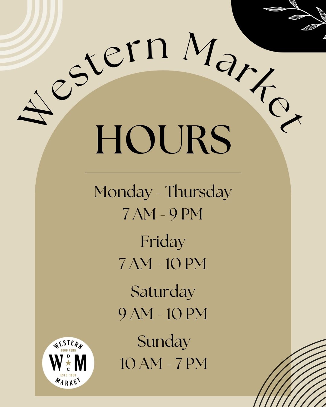 Your go-to for Western Market hours ⏰ 
Save this for your next visit!
#WesternMarketEats #DCEats