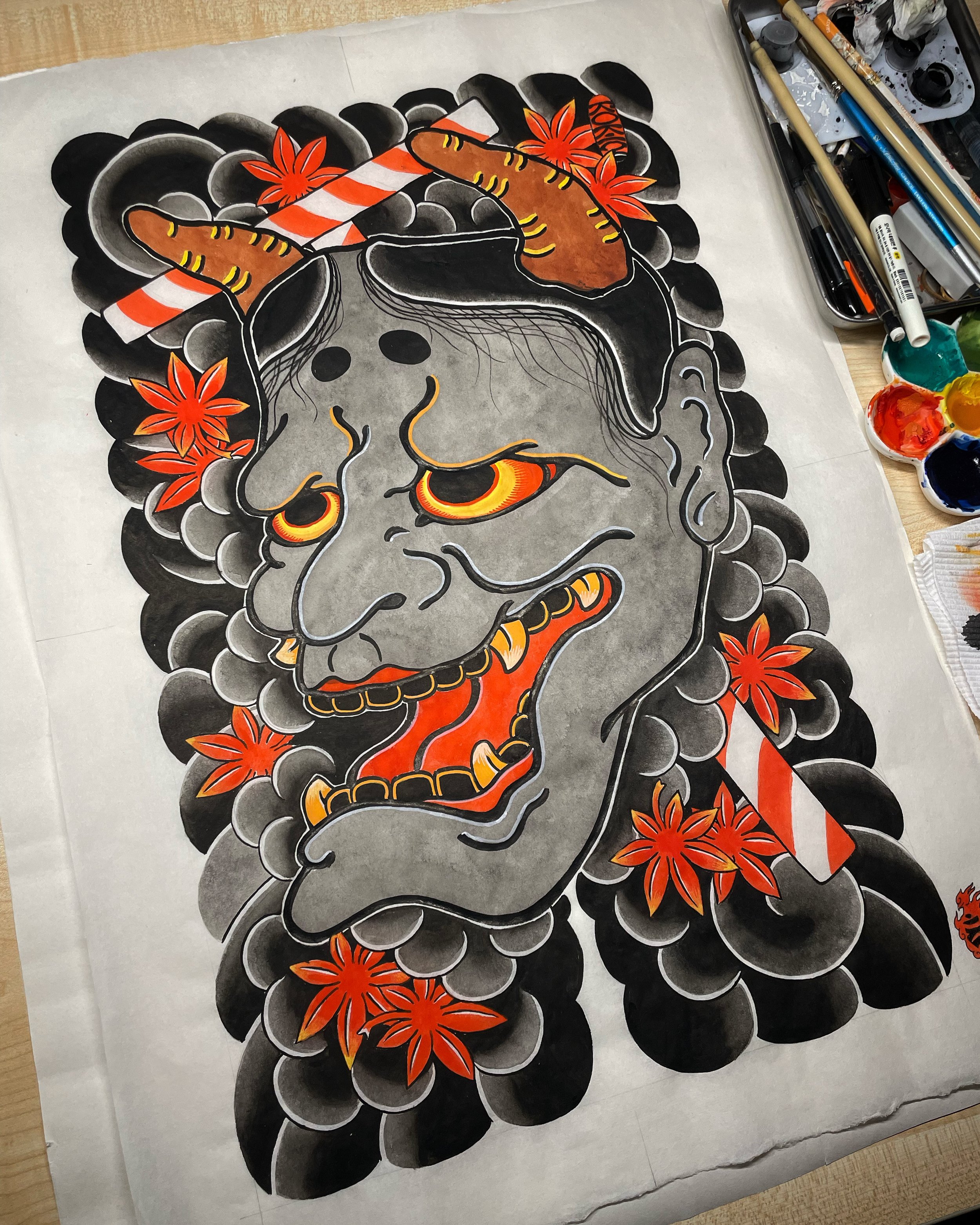 HANNYA AND MAPLE LEAVES