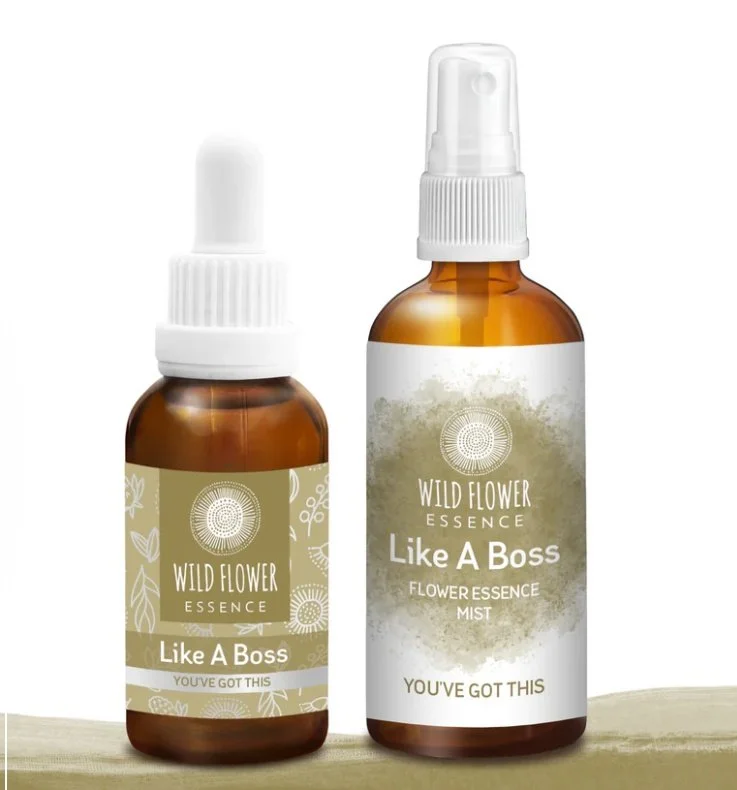 two small brown bottles with like a boss text