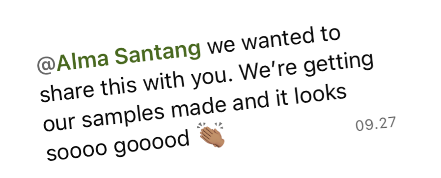 Client testimonial graphic showing feedback text