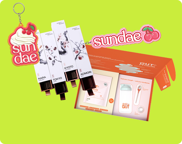 Examples of brand collateral designs including ads and printed visuals