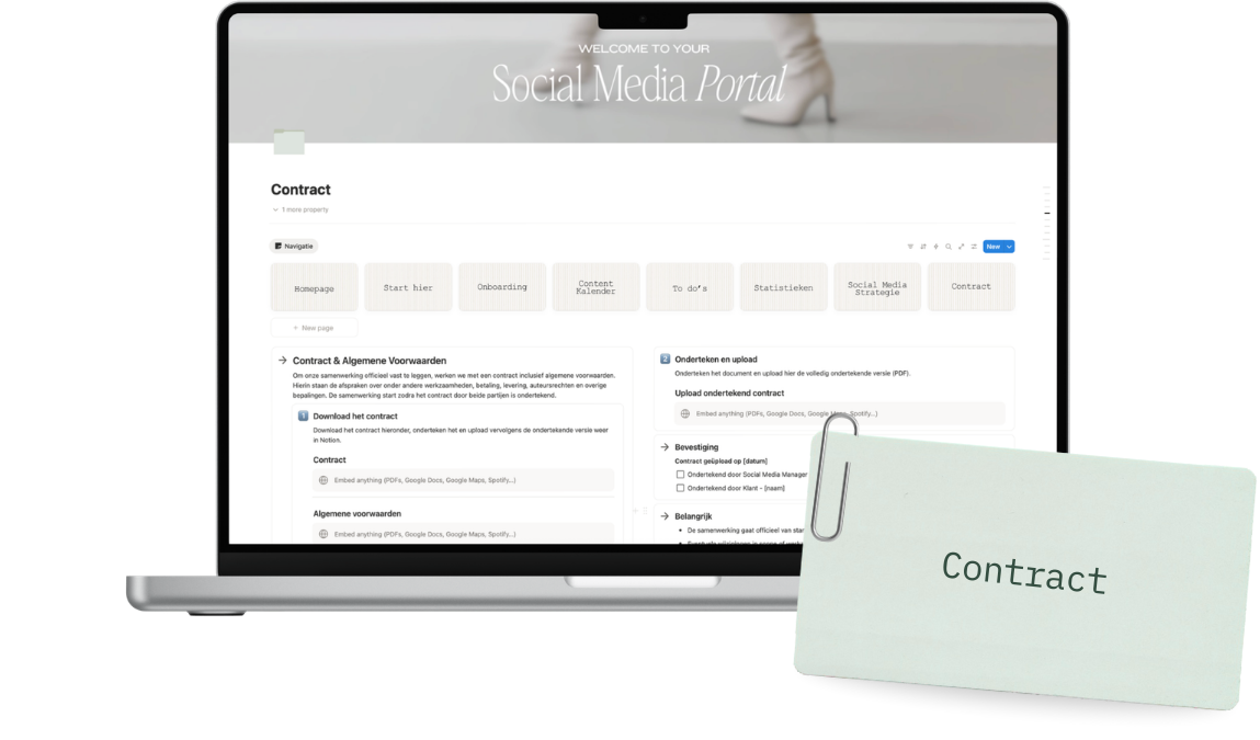 De contractpagina van het klantportaal op een laptop