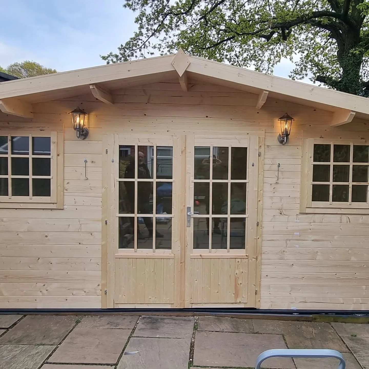 Garden workshop all wired up, ready for business in Sandhurst.