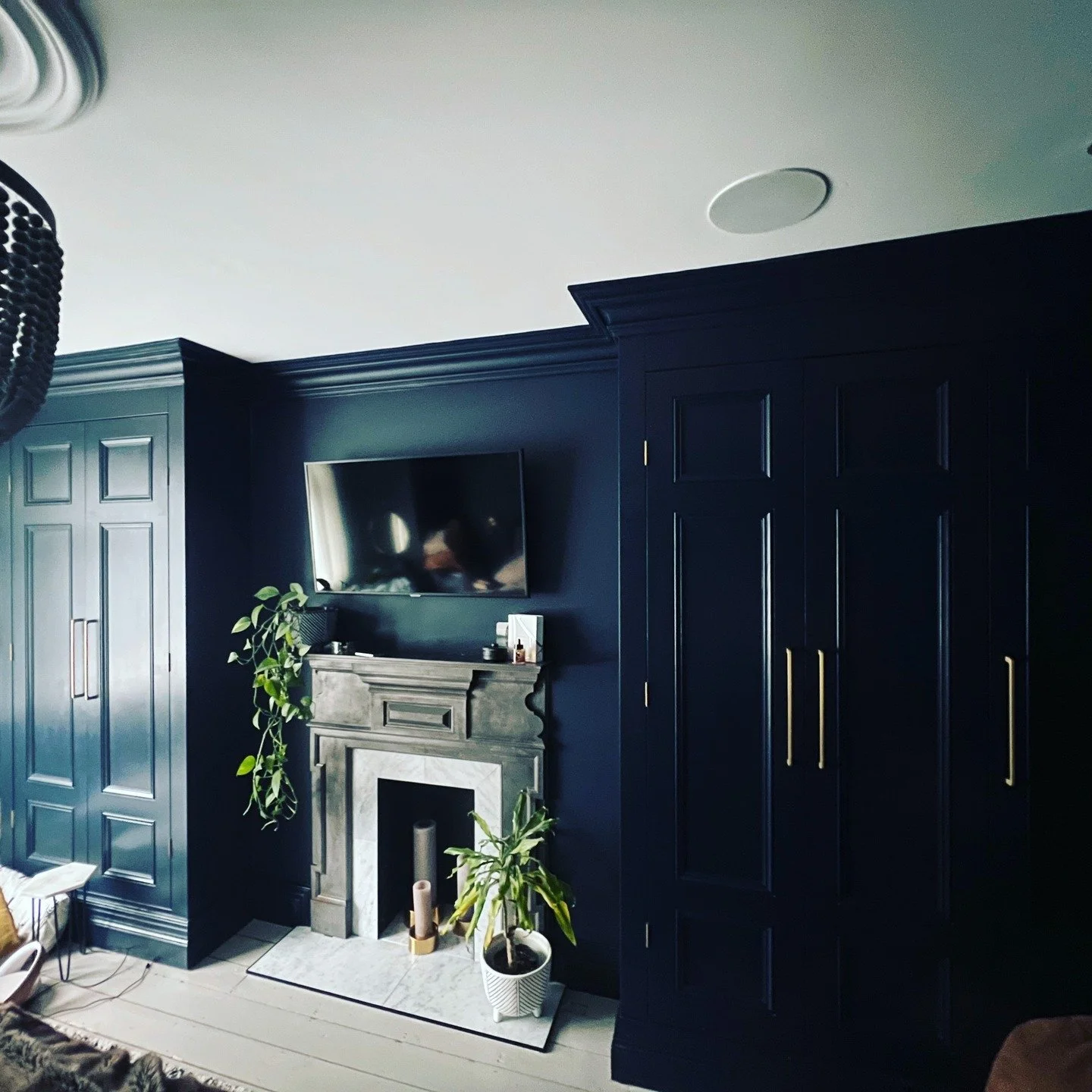 Wardrobes built from MDF, mock fireplace installed, Coving Installed, Speakers, TV &amp; Lighting Installed and Fully Decorated by Handyman Dave