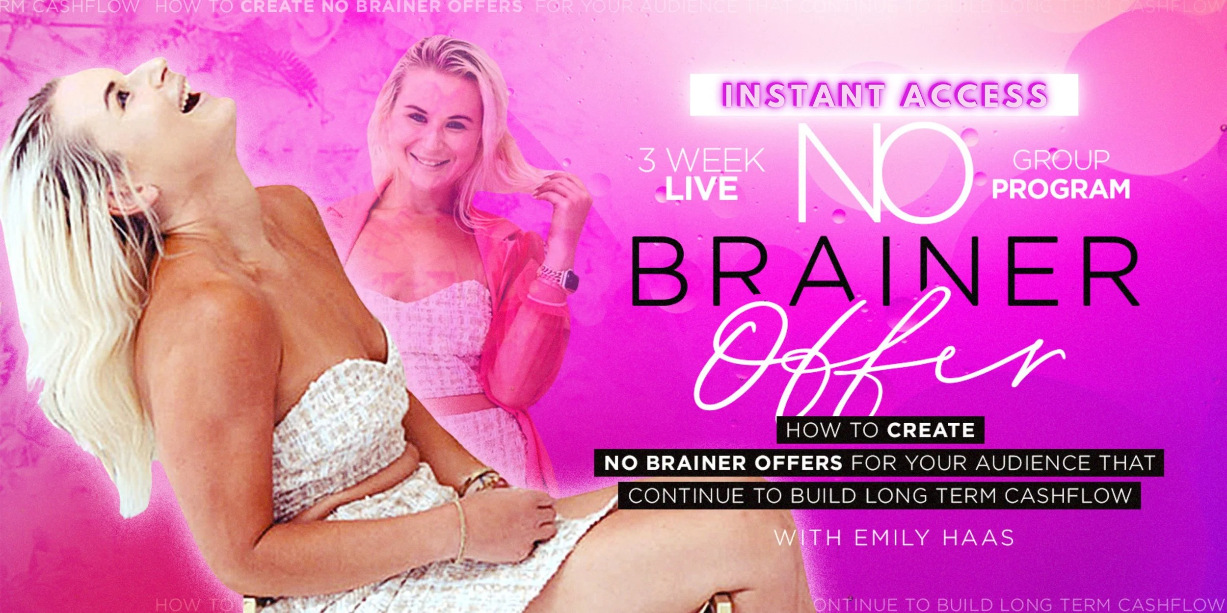 My group program on how to create no brainer offers that are a no brainer for your audience & that create higher recurring  cash flow.  