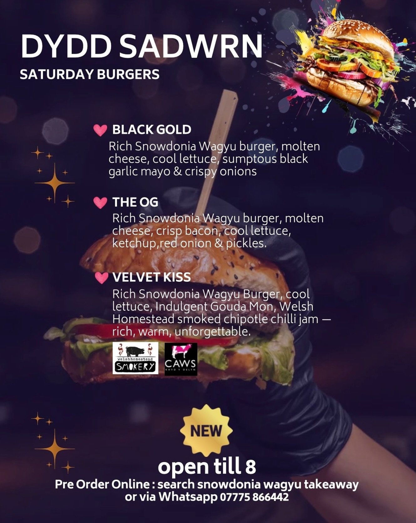 Mae hi&rsquo;n dal yn oer. 
Mae 6 o&rsquo;r gloch yn teimlo fel hanner nos!

Mae&rsquo;r fan fyrgyrs ar agor y penwythnos yma 6&ndash;8pm &mdash;  rhai ohonoch chi eisiau hi ychydig yn hwyrach. 

Dim byd ffansi. Jyst bwyd da pan da chi angen.

Byrger