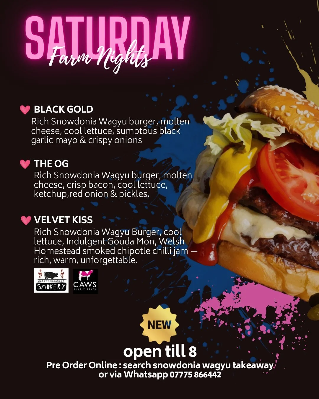 If it&rsquo;s Saturday&hellip; it&rsquo;s Farm Night Burgers 🍔🔥
Every two weeks we fire up the grill on the farm. (15th and 28th March)

Order online or WhatsApp to grab yours before they&rsquo;re gone.
Now open till 8!

Nos Sadwrn = Byrgyrs ar y F