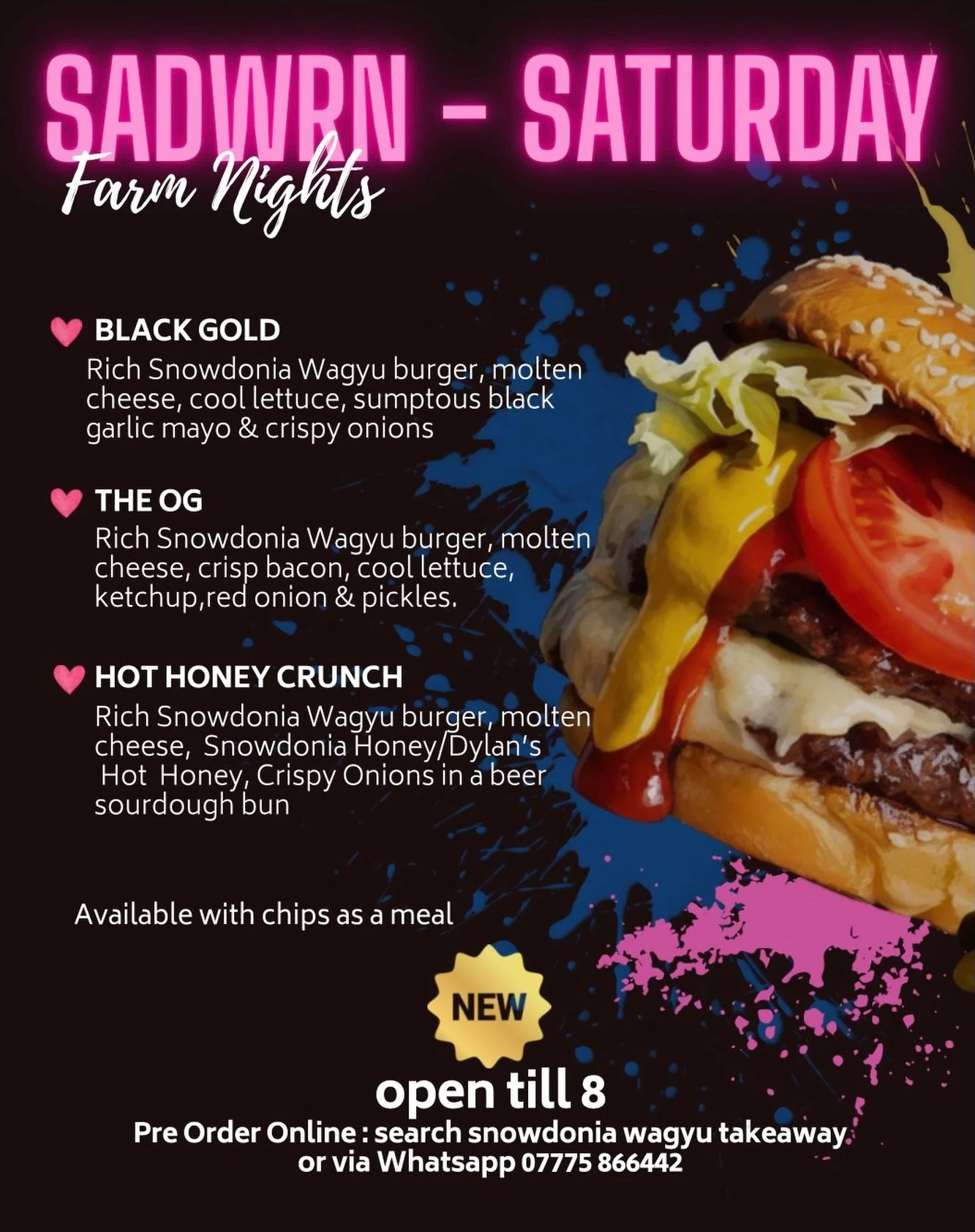 SATURDAY Farm Nights 
Saturday 4th April 🍔🔥

This month&rsquo;s guest burger is landing&hellip;

🔥 Hot Honey Crunch

Decadent Snowdonia Wagyu, molten cheese, Snowdonia Honey/ Dylan&rsquo;s Hot Honey, crispy onions on a fluffy Beer Sourdough bun

S
