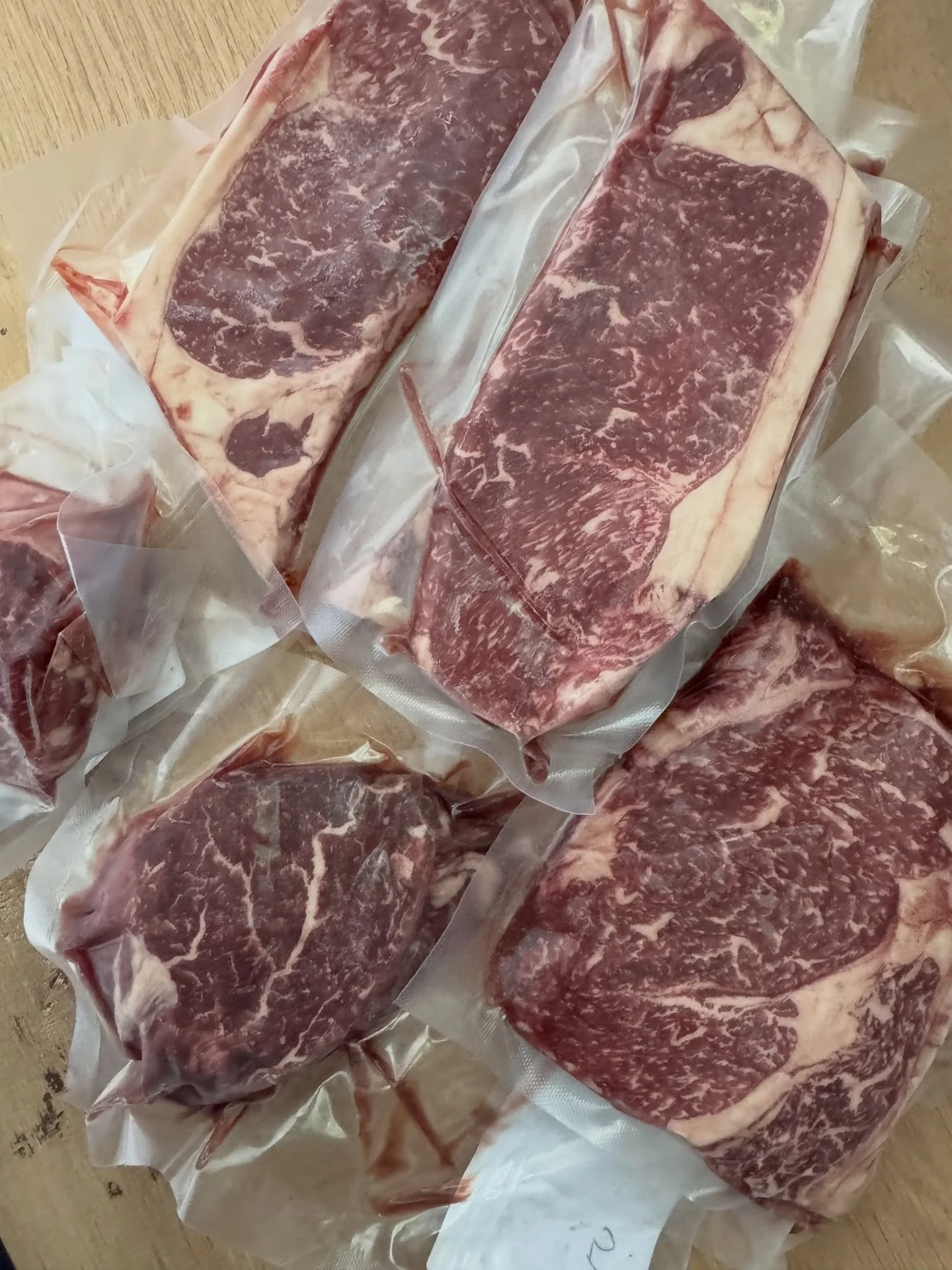 This is what real marbling looks like.

Those fine white veins aren&rsquo;t just pretty&mdash;they&rsquo;re intramuscular fat, and they melt as the steak cooks, basting the meat from the inside. That&rsquo;s why high-marbling beef like our Wagyu stay
