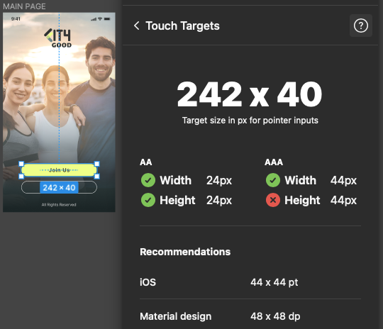 Showing 2 screens to better envision the changes that needed to be implemented to the touch targets 