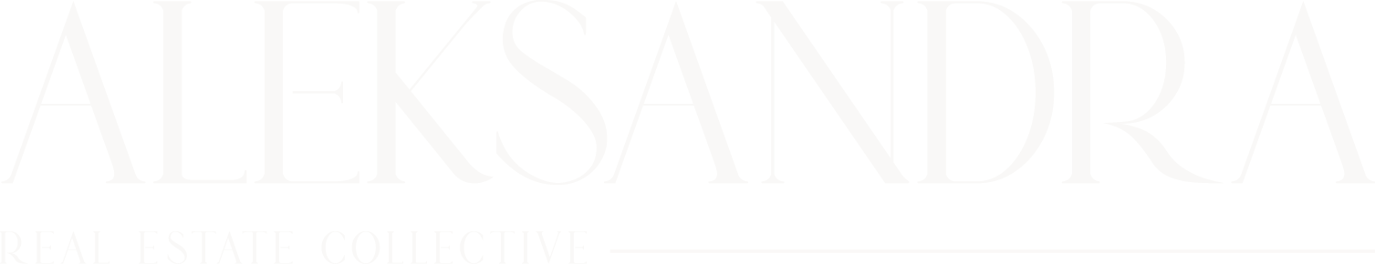 Logo for Aleksandra Real Estate Collective in black and white with elegant text.