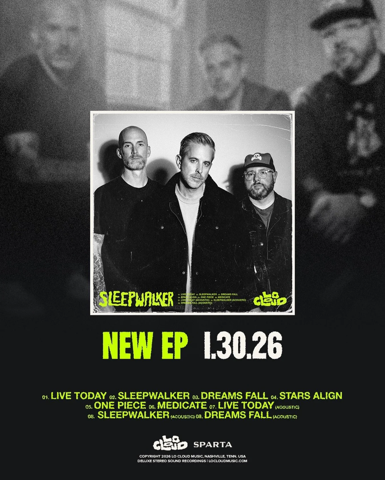 We&rsquo;re excited to finally share this with you.
Sleepwalker EP drops 1.30.26 🌙

Featuring our brand new song &ldquo;One Piece&rdquo;, all of our previously released singles, PLUS 3 acoustic bonus versions of Sleepwalker, Live Today, and Dreams F