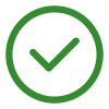Green checkmark inside a black circle