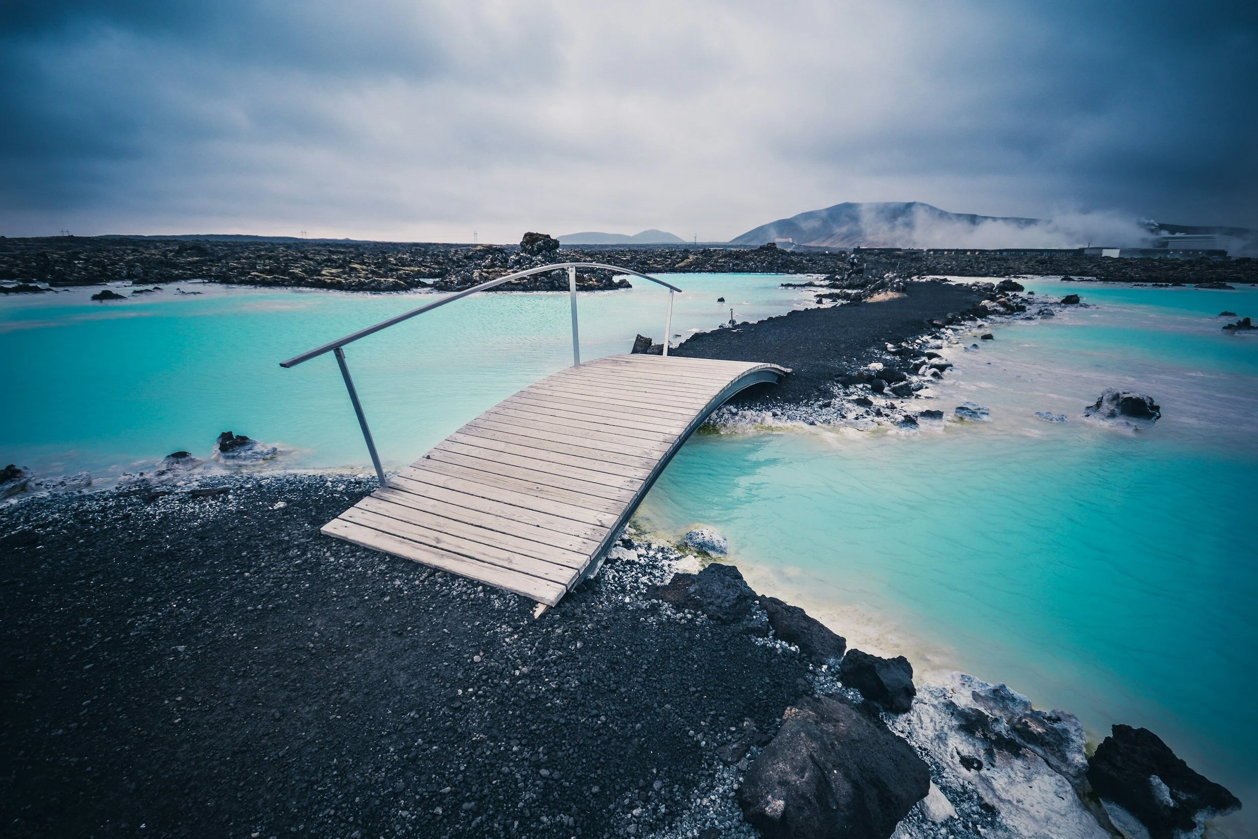 bridge over Blue Lagoon in Iceland