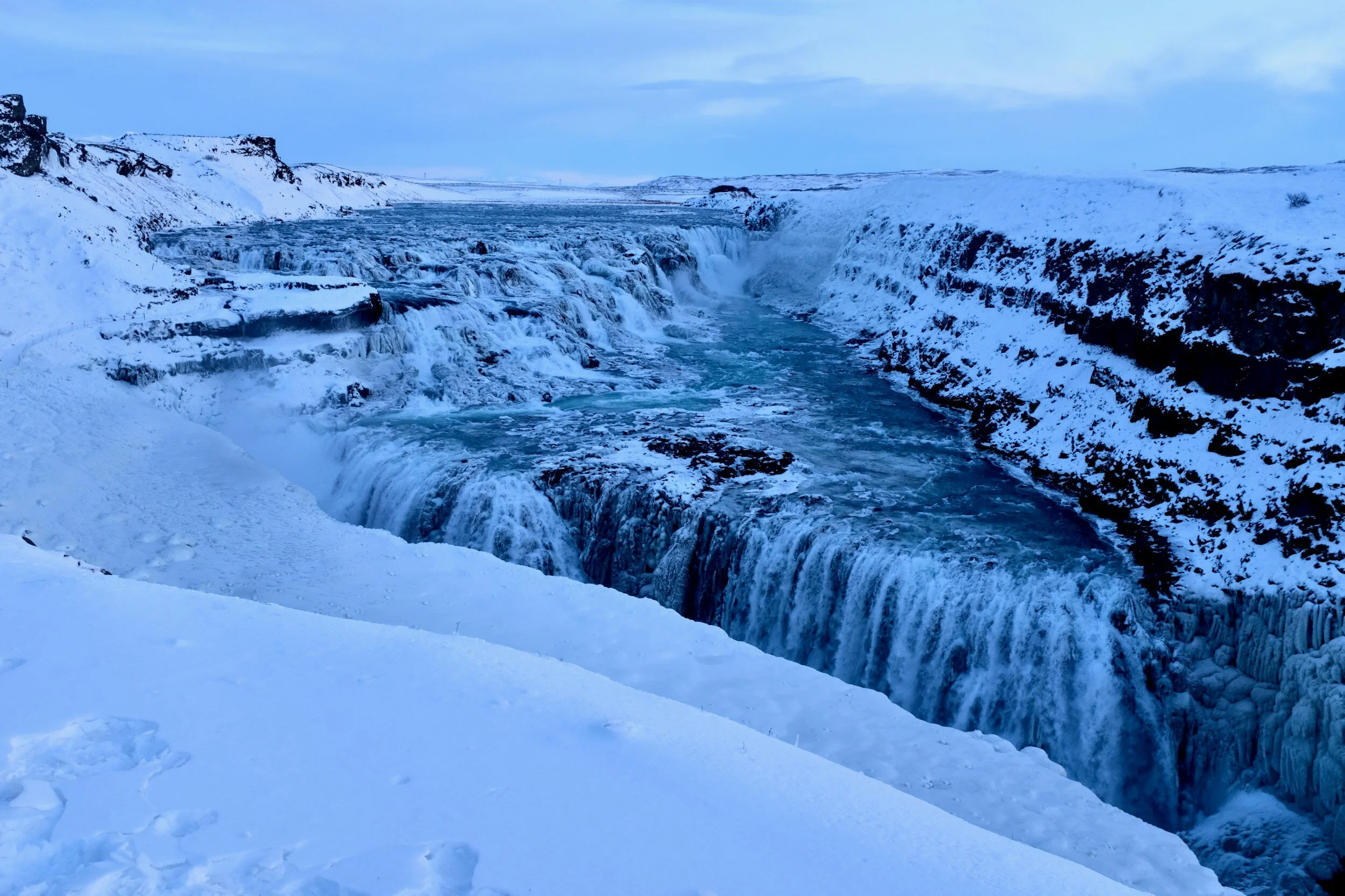 Gullfoss Waterfall in Iceland in winter