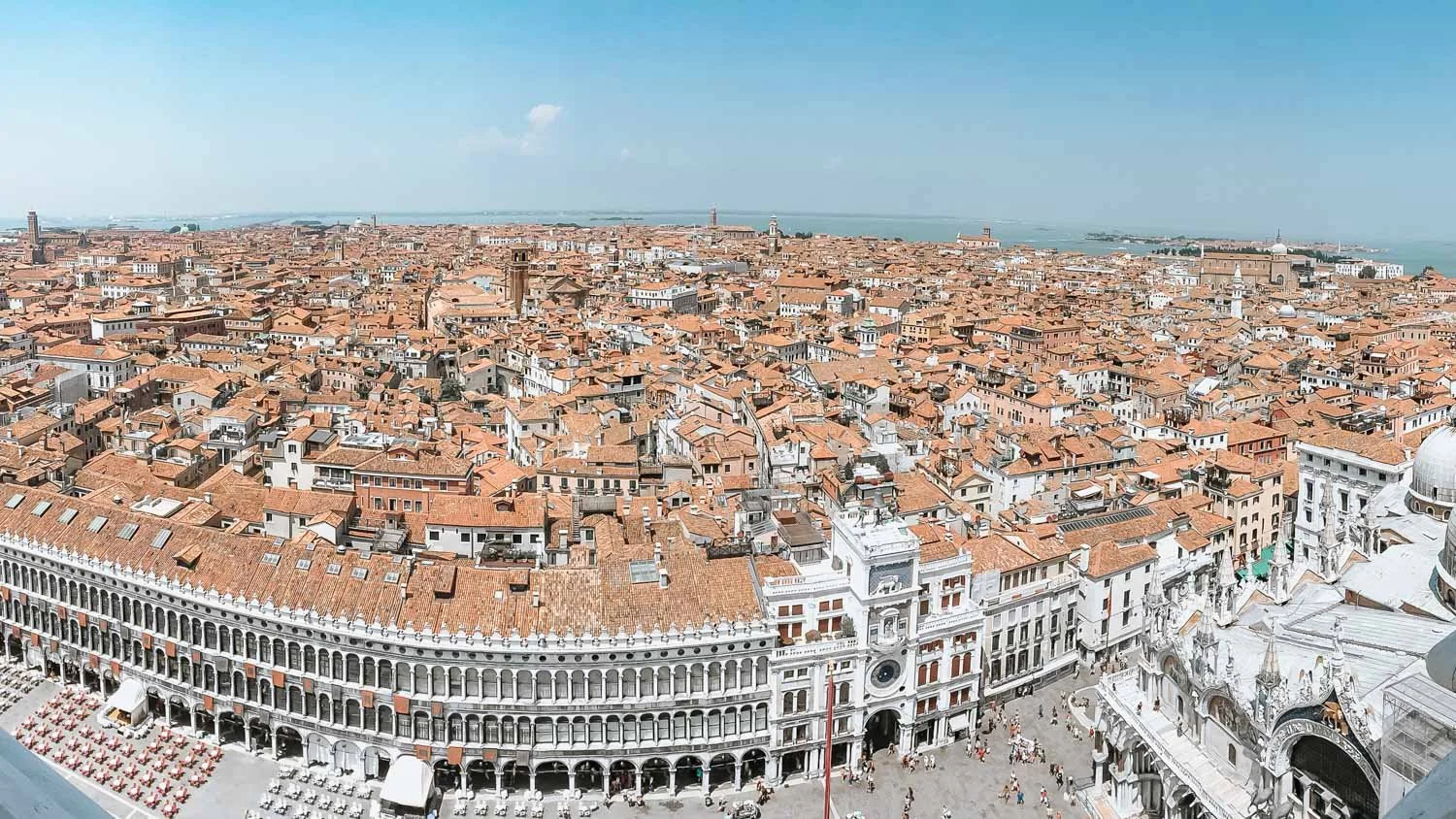 view from bell tower in St. Mark's square in Venice, Italy