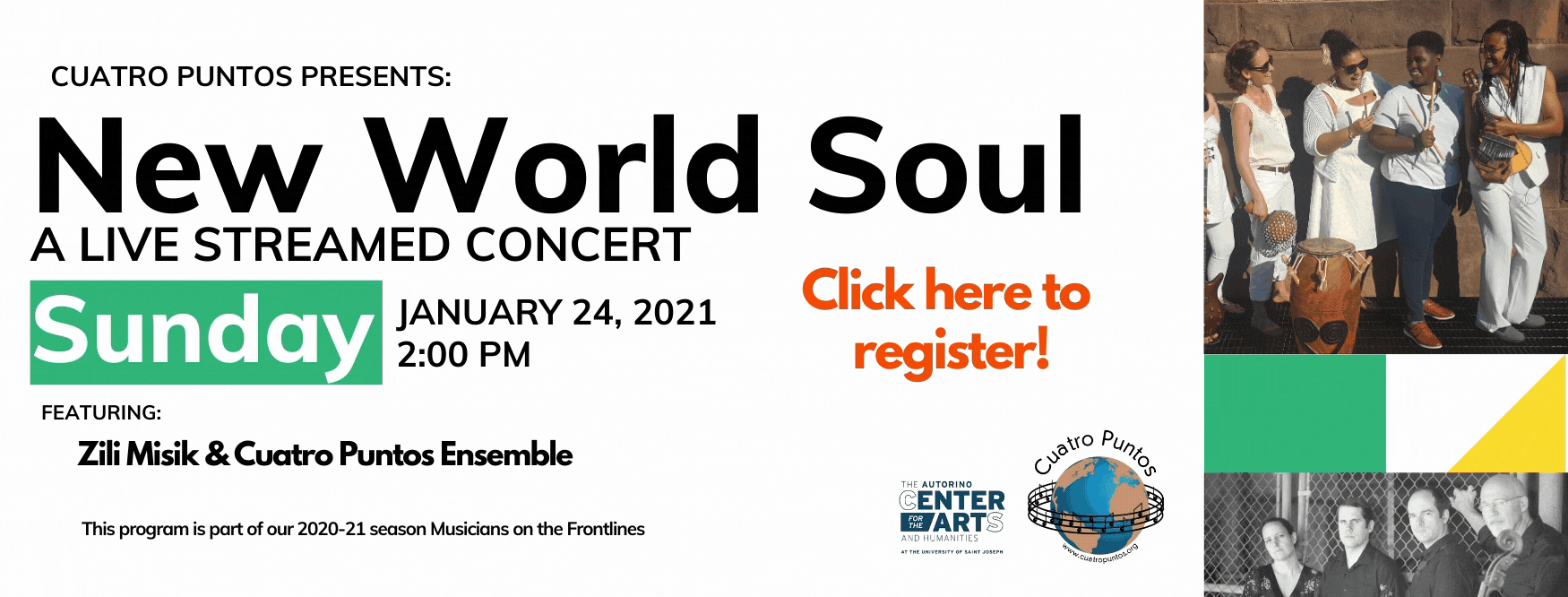 All female group Zili Misik brings roots music of the African diaspora to Hartford in collaboration with Cuatro Puntos Ensemble